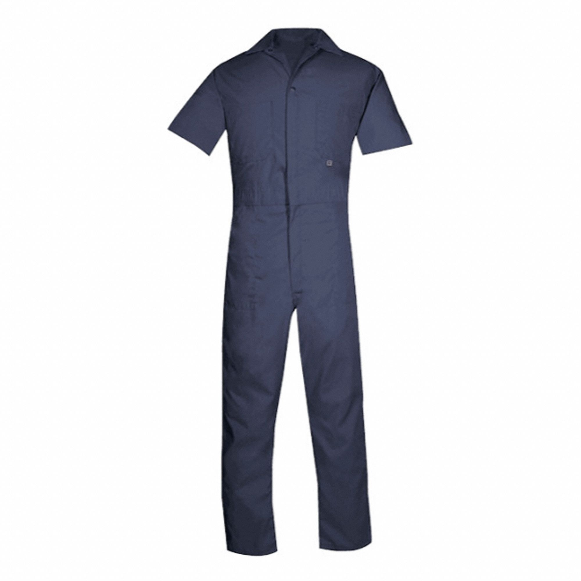 405 COVERALLS, NAVY, L, COTTON/POLYESTER, POPLIN, 5 FT 8 IN TO 6 FT, SHORT SLEEVE