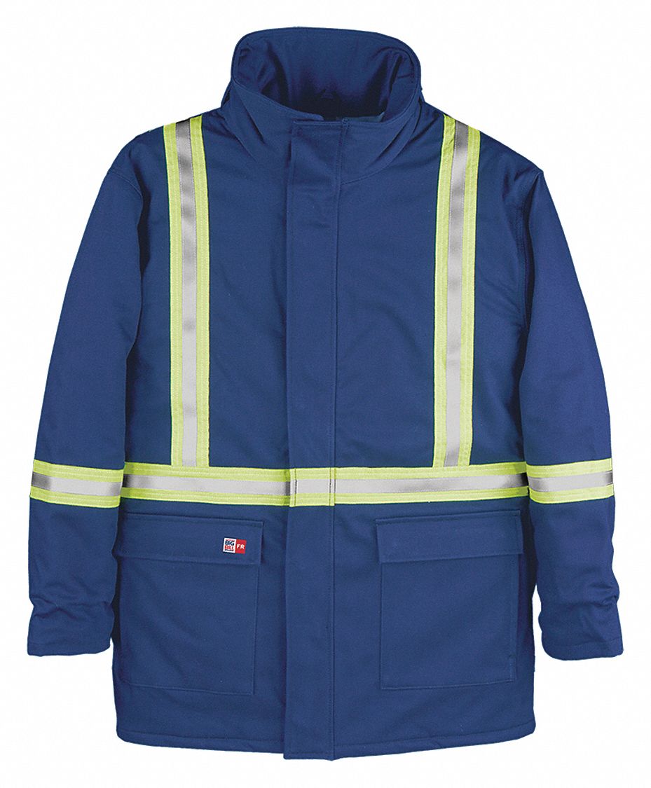 FR PARKA, CSA Z462, SZ 5XL/CHEST 78 IN/35 3/4 IN L/REG, ROYAL BLUE, COTTON/NYLON/MODACRYLIC