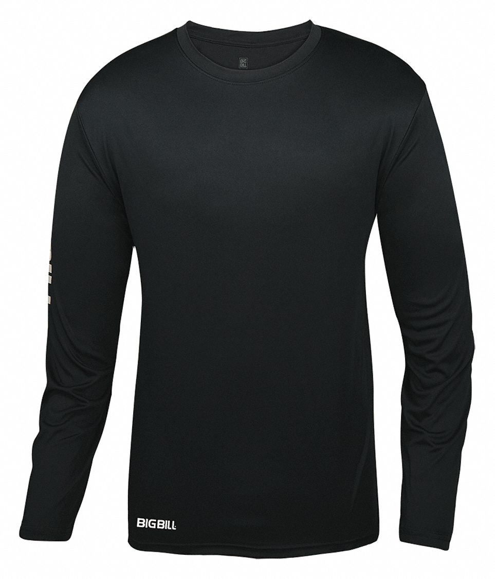 MEN'S SAFETY WORKWEAR LONG SLEEVE SHIRT, BLACK, SIZE MEDIUM, 100% POLYESTER