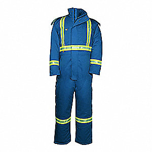 MEN'S FLAME-RESISTANT COVERALLS, 4XL TALL, BLUE, 6OZ, WATER RESISTANT, 6 POCKETS