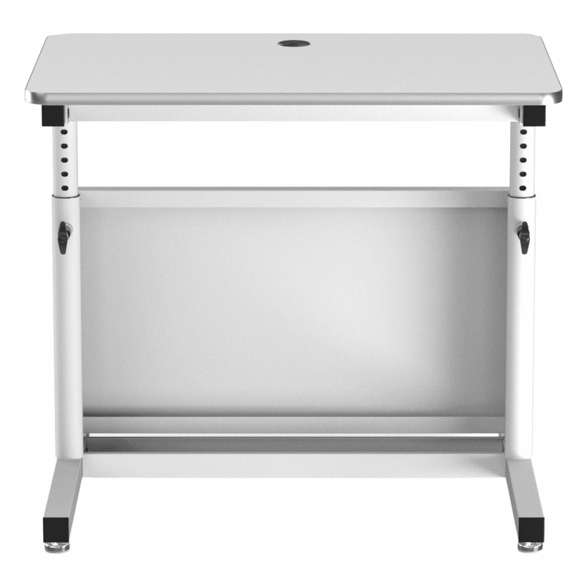 Standing Desk: White, Wood, 36 in Overall Wd, 24 in Overall Dp, 36 in Max Desktop Ht