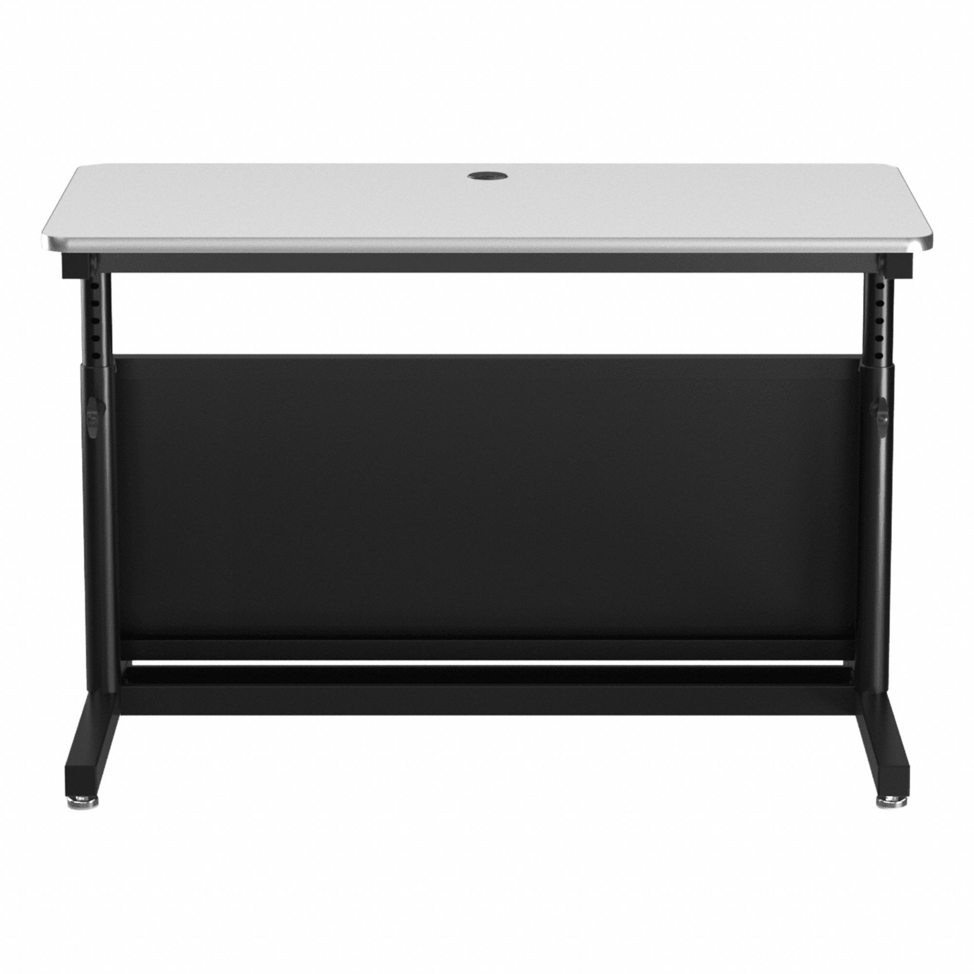 Standing Desk: White, Wood, 48 in Overall Wd, 24 in Overall Dp, 36 in Max Desktop Ht