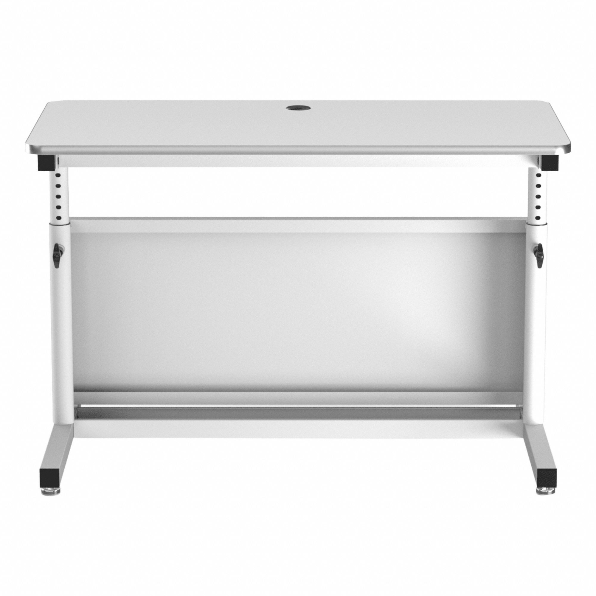 Standing Desk: White, Wood, 48 in Overall Wd, 24 in Overall Dp, 36 in Max Desktop Ht