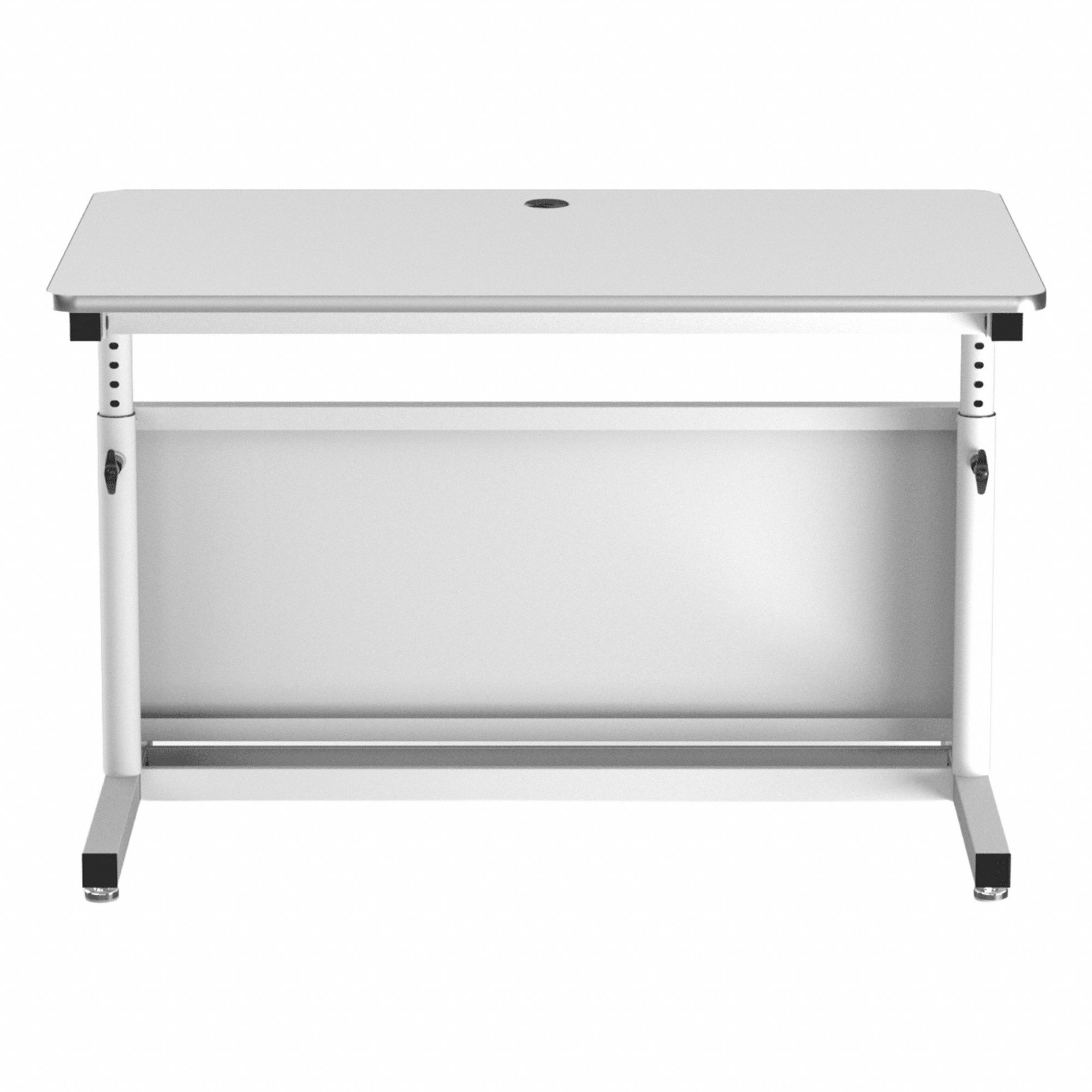 Standing Desk: White, Wood, 48 in Overall Wd, 30 in Overall Dp, 36 in Max Desktop Ht