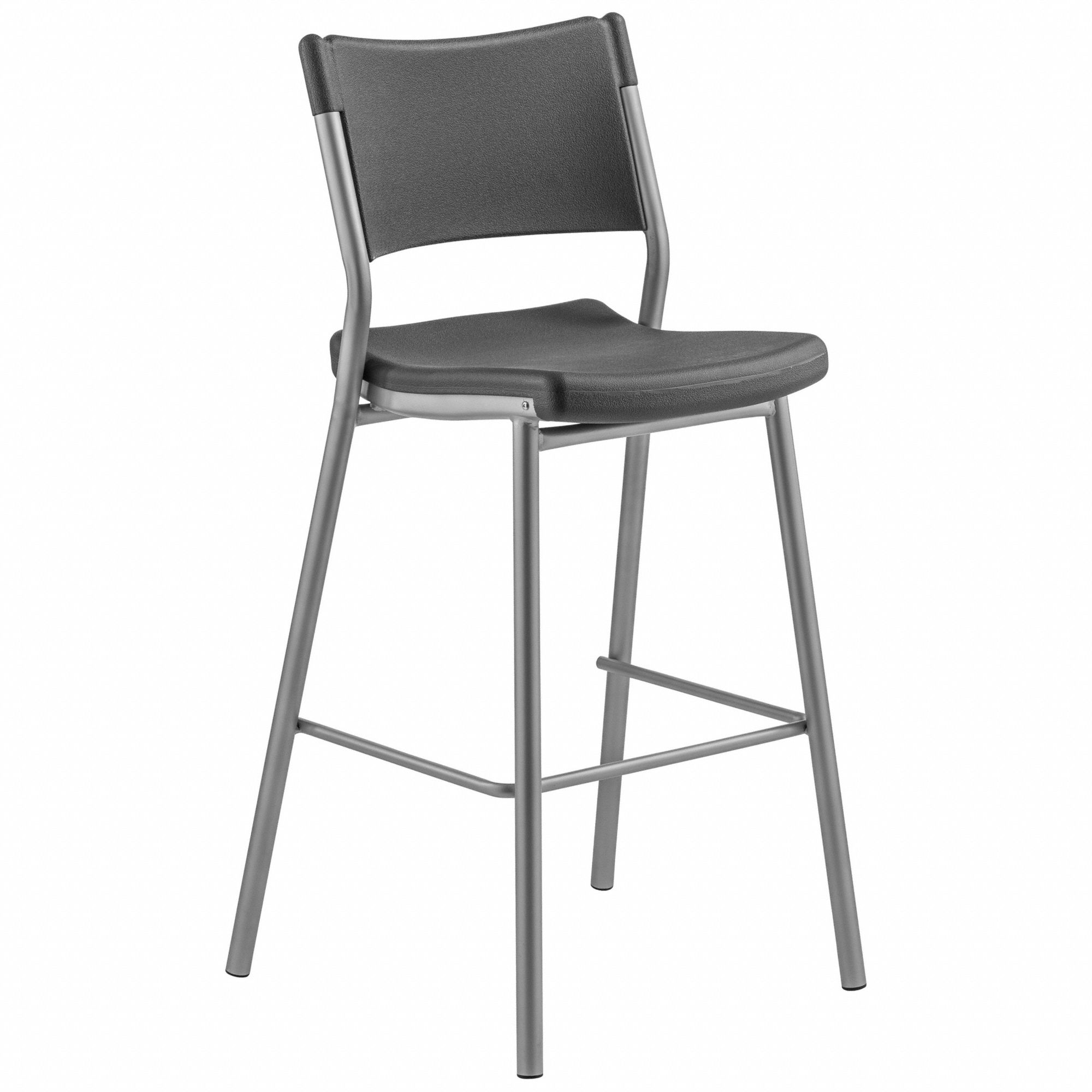 Bar Stool: Charcoal, Armless Arm, 16 in Overall Wd, 17 in Overall Dp, Rubber