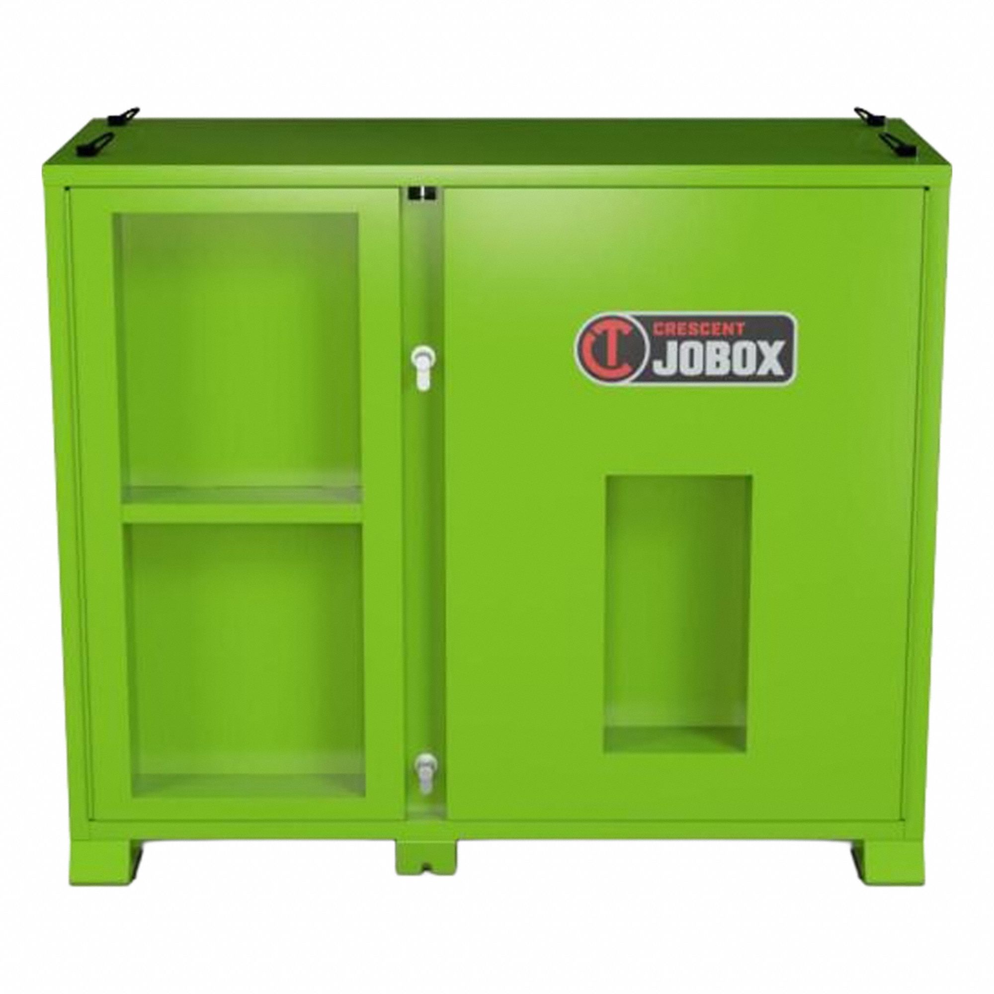 CRESCENT JOBOX PPE Cabinet: 30 in W x 72 in D x 60 in H, 61.45 cu ft, Proprietary Recessed Padlock (MPN CJBPPE72). Key specifications — attr1116233: Green; attr1116253: CRESCENT JOBOX; attr1222022: Includes Proprietary Recessed Padlock.