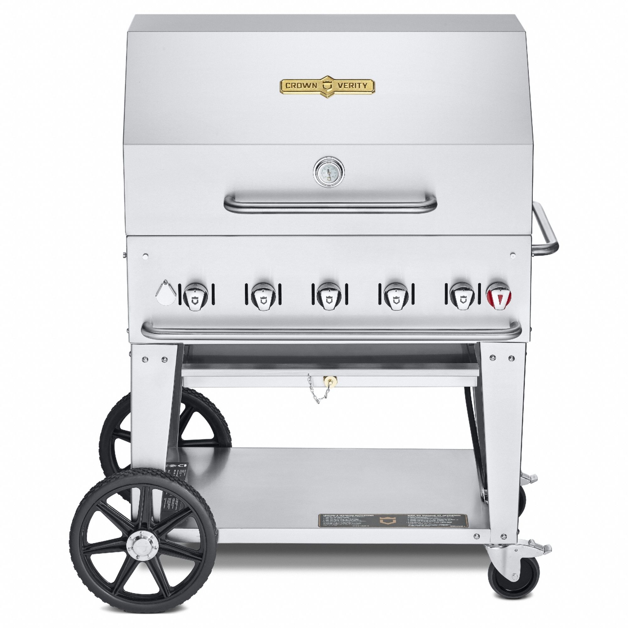 Natural Gas Grill: Natural Gas, 5 Burners, 79, 500 BtuH Heating Capacity, 37 in Overall Ht, 185 lb Wt