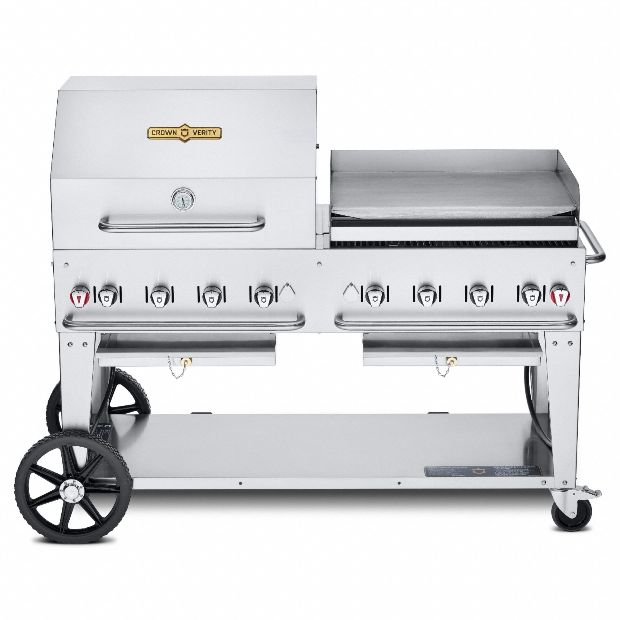 Natural Gas Grill: Natural Gas, 8 Burners, 129, 000 BtuH Heating Capacity, 36 in Overall Ht