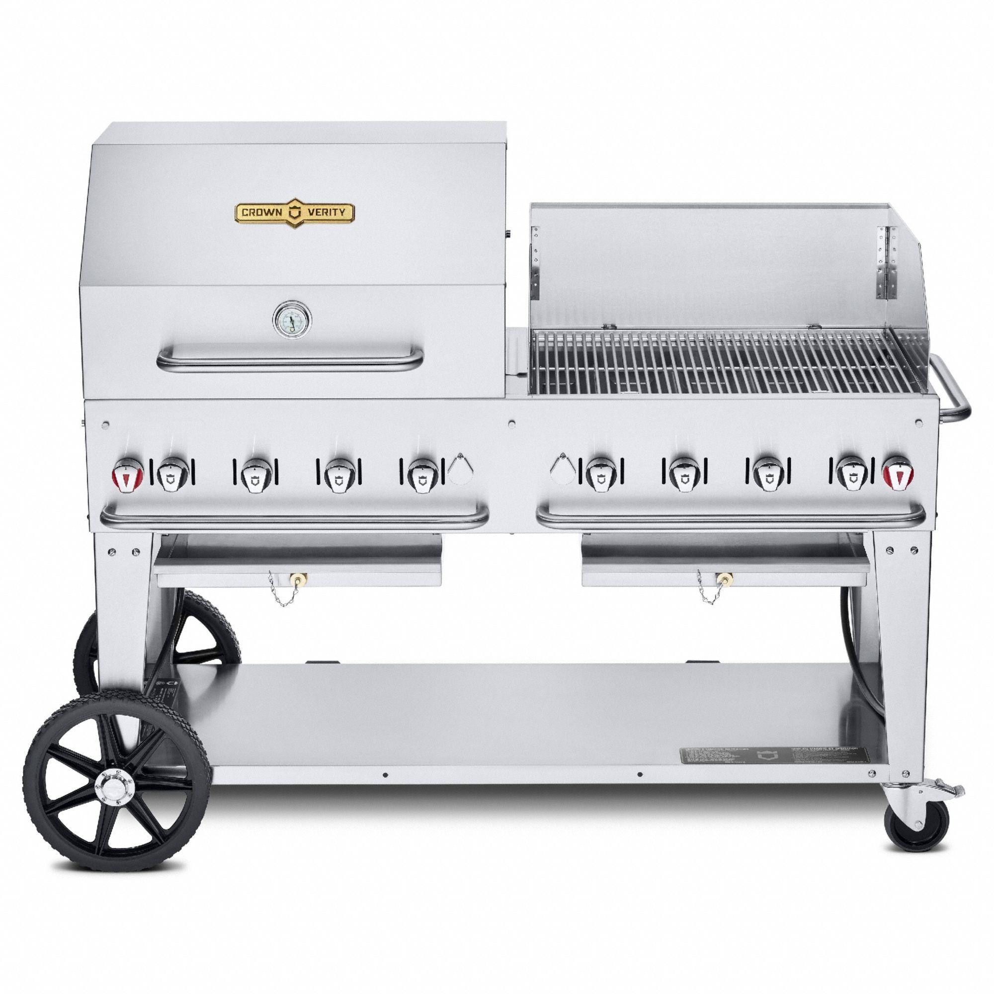 Natural Gas Grill: Natural Gas, 8 Burners, 129, 000 BtuH Heating Capacity, 36 in Overall Ht