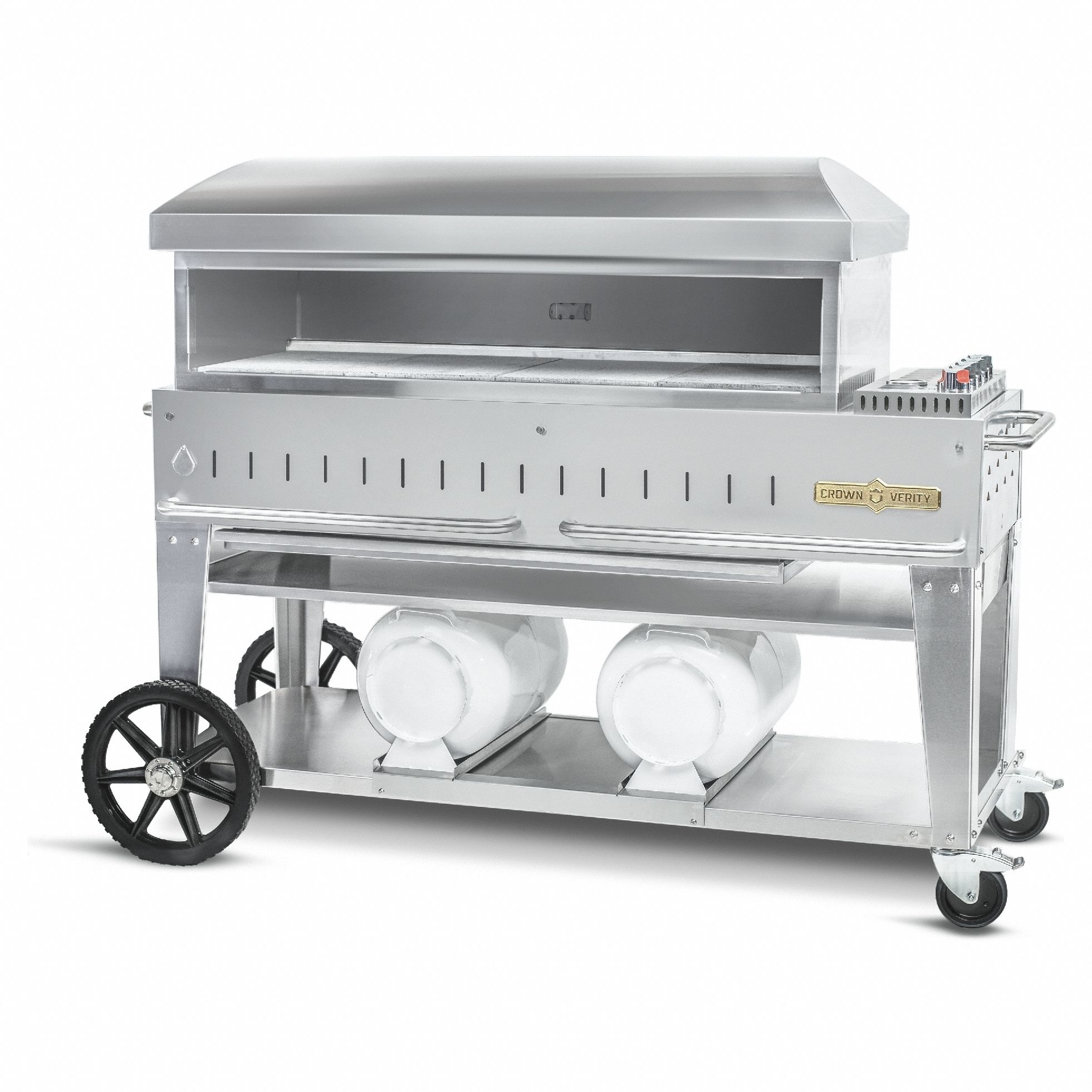 Natural Gas Grill: Natural Gas, 4 Burners, 55, 000 BtuH Heating Capacity, 53 in Overall Ht, 425 lb Wt