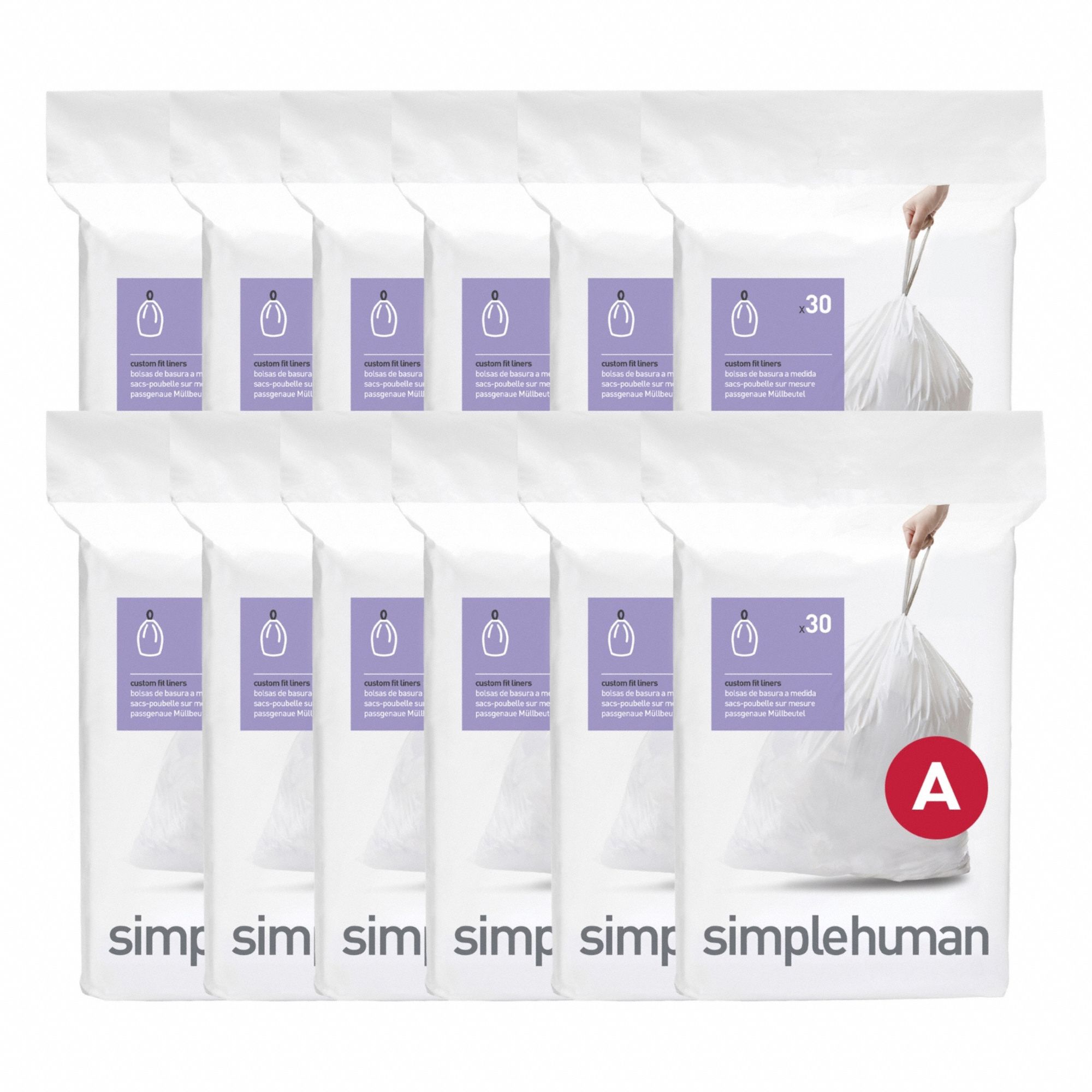 Custom Fit Trash Bags: LLDPE, Std Duty, 1 gal Capacity, 0.51 mil Thick, Interleaf, White