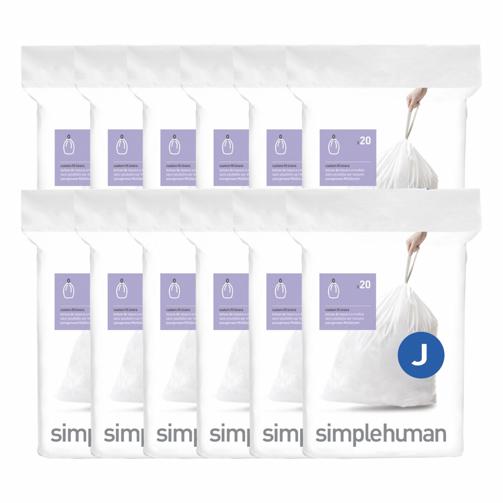 Custom Fit Trash Bags: LLDPE, Heavy Duty, 8 gal Capacity, 1.18 mil Thick, Interleaf