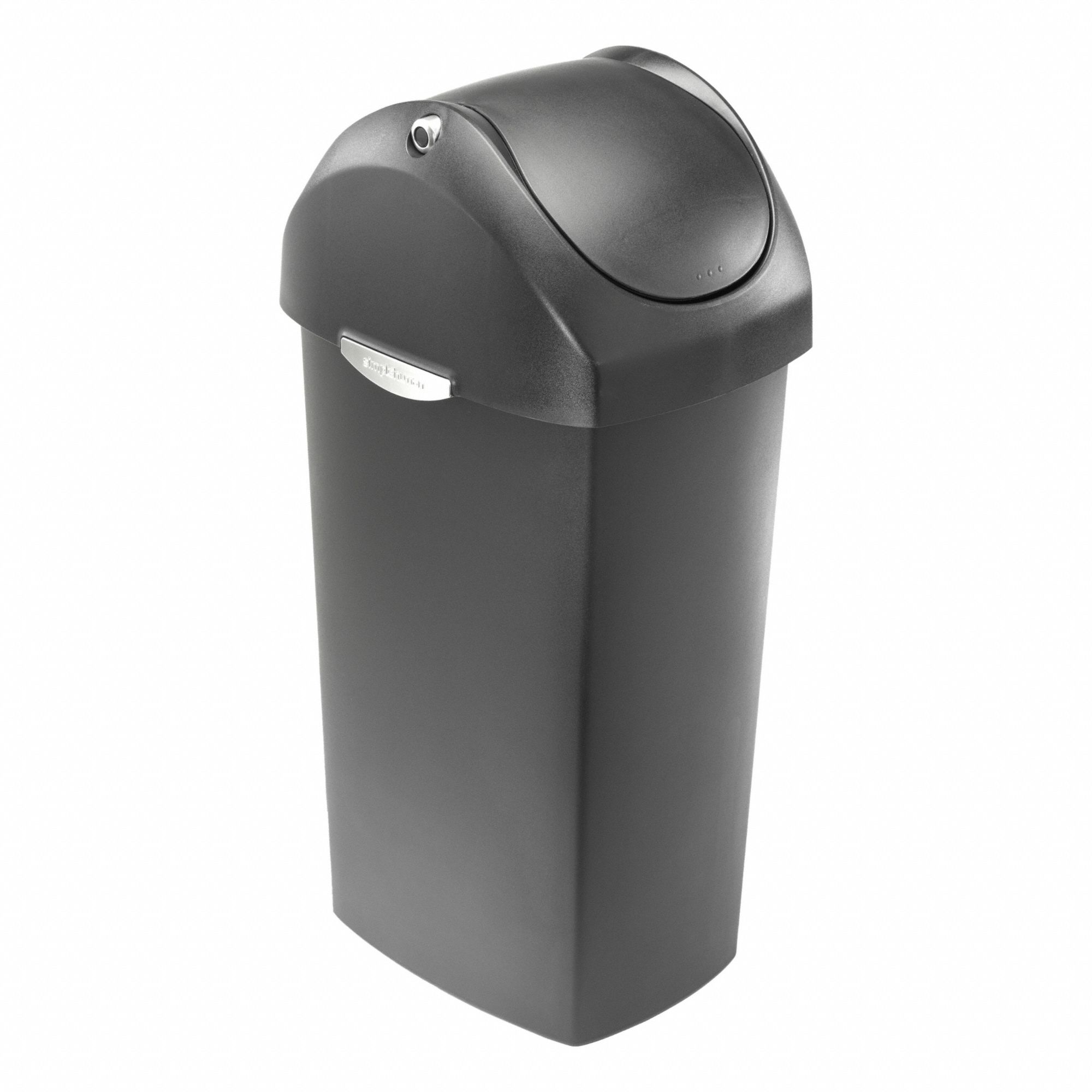 Trash Can: Rectangular, Gray, 16 gal Capacity, 13 1/8 in Overall Wd, Trash Can