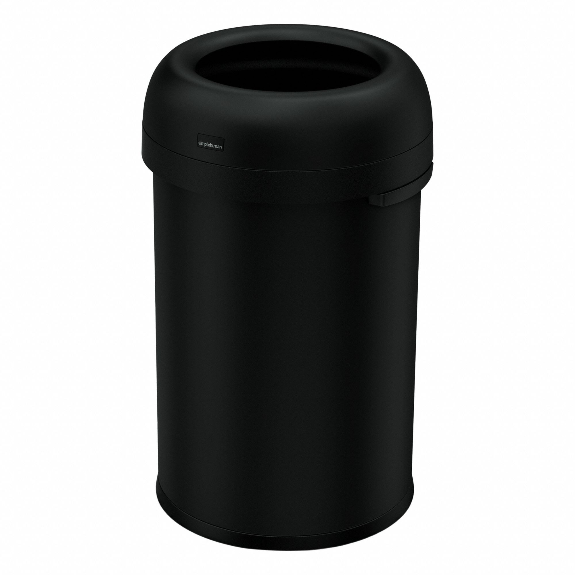 Trash Can: Steel, 30 gal Container Capacity, Dome Top, 18 7/8 in Overall Dia, Black