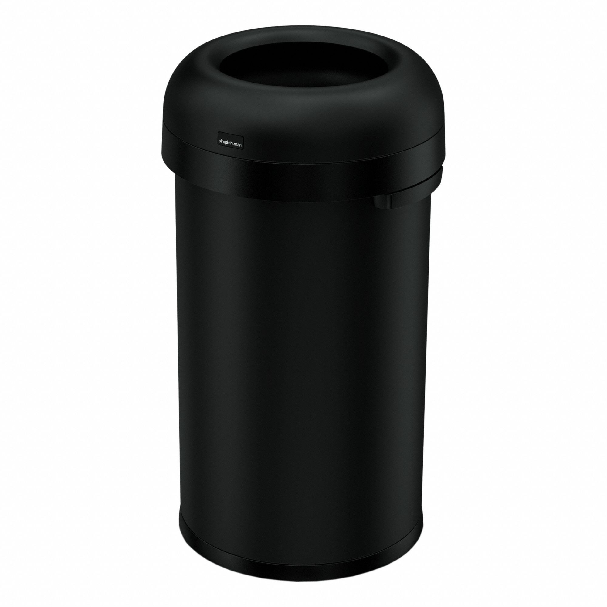 Trash Can: Steel, 16 gal Container Capacity, Dome Top, 16 1/4 in Overall Dia, Black