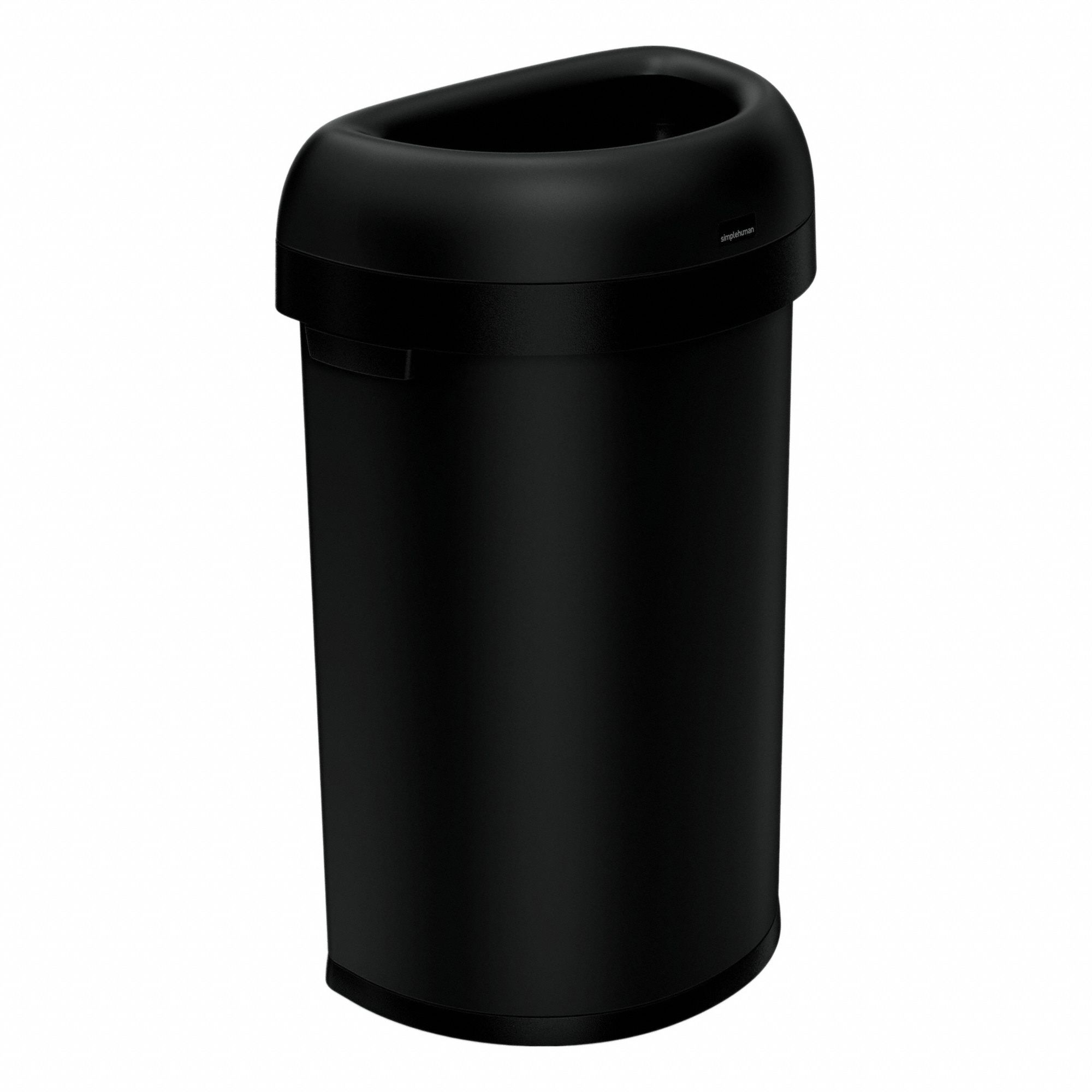 Trash Can: Steel, 16 gal Container Capacity, Dome Top, 18 1/2 in Overall Dia, Black
