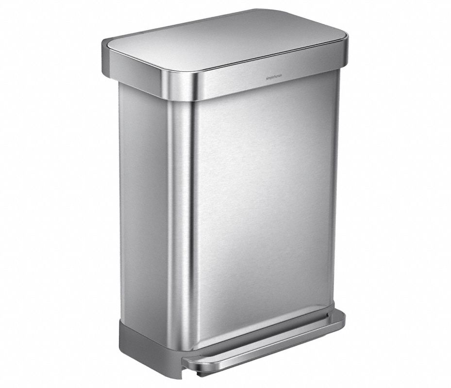 SIMPLEHUMAN Bote de Basura con Pedal, Rectangular, 14-1/2 gal., 25-13/ ...