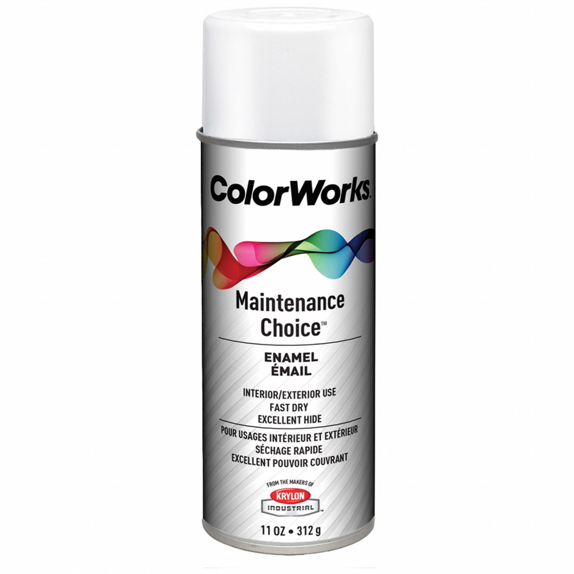 KRYLON INDUSTRIAL Spray Paint White, 10 oz Net Wt, Gloss, 15 to 18 sq