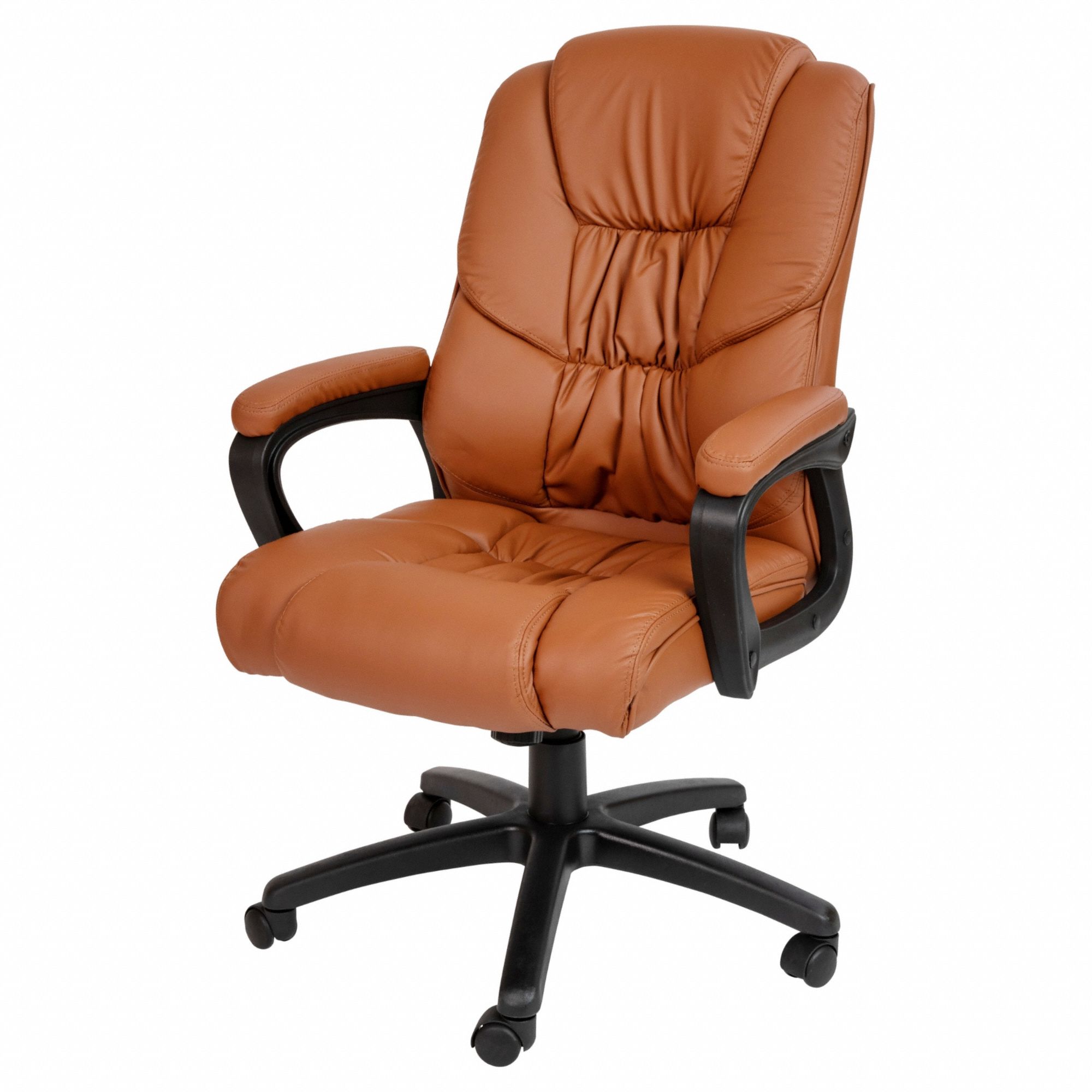 Office Chair: Flash Fundamentals, Brown, Faux Leather Material, 24 1/2 in Back Ht