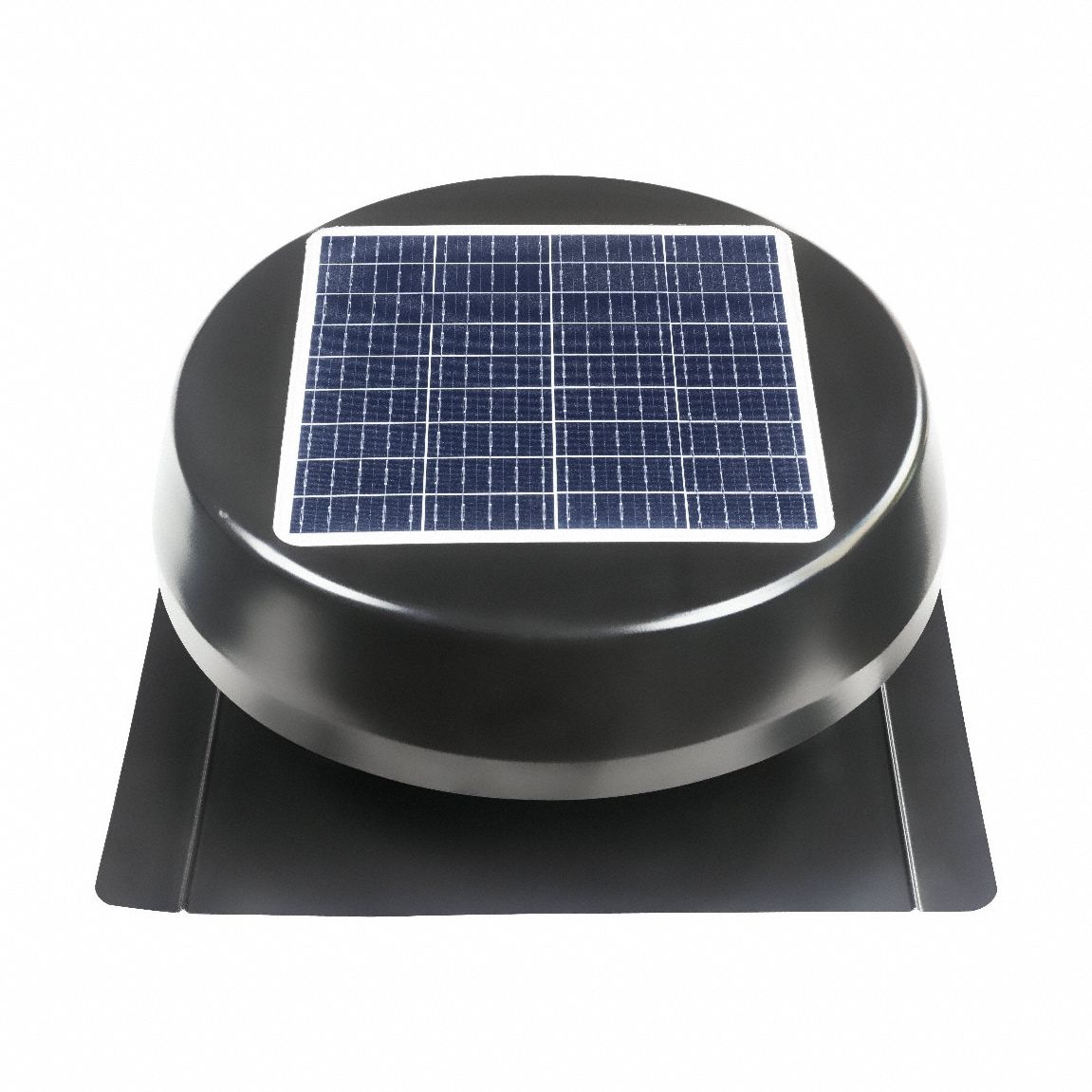 Attic Exhaust Fan: Roof Mount, Solar, Max. 1, 000 sq ft Attic, 1, 030 cfm Max., Manual, Brushless DC