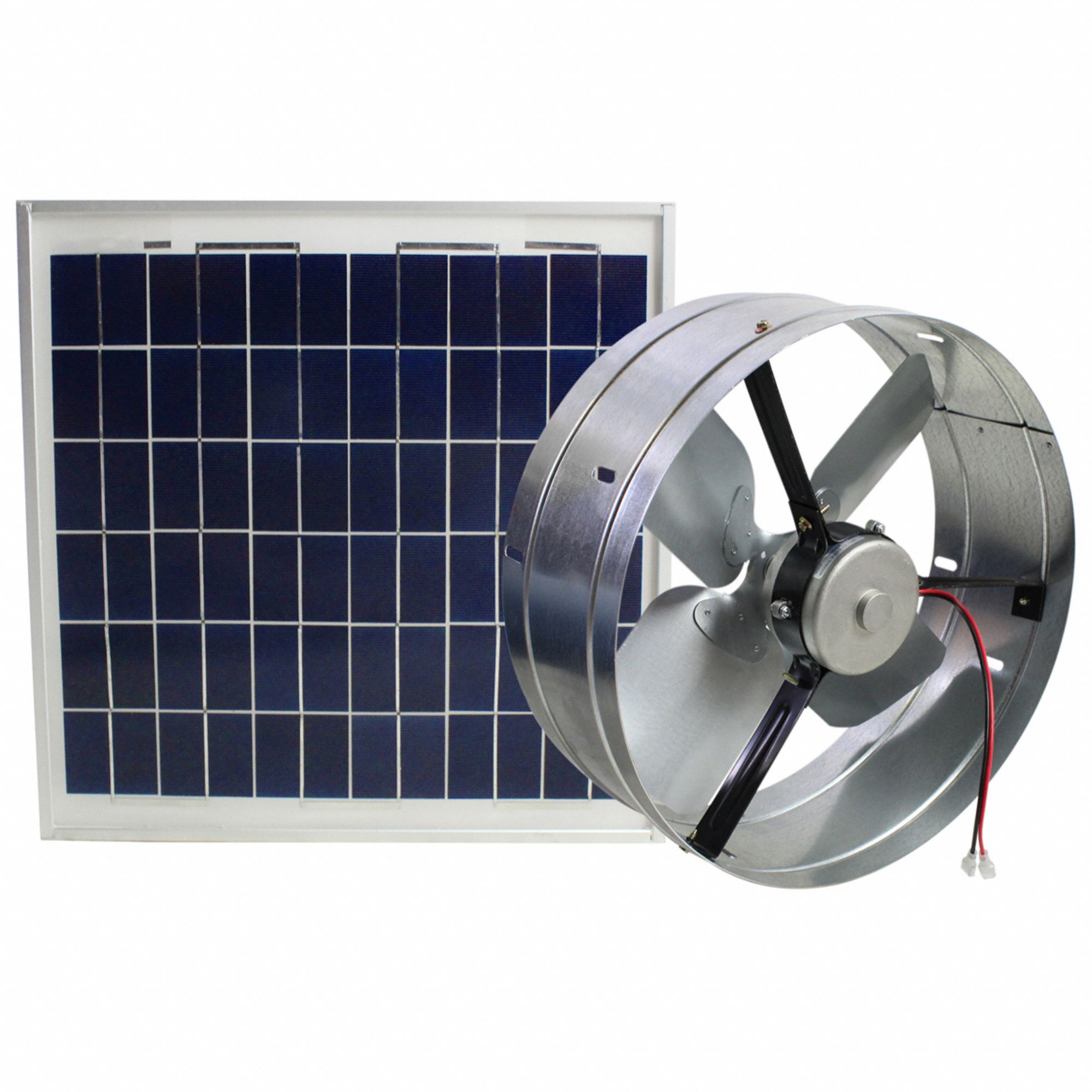 ATTIC EXHAUST FAN, GABLE MOUNT, SOLAR, MAX 1,550 SQ FT ATTIC, 1,000 CFM MAX, MANUAL