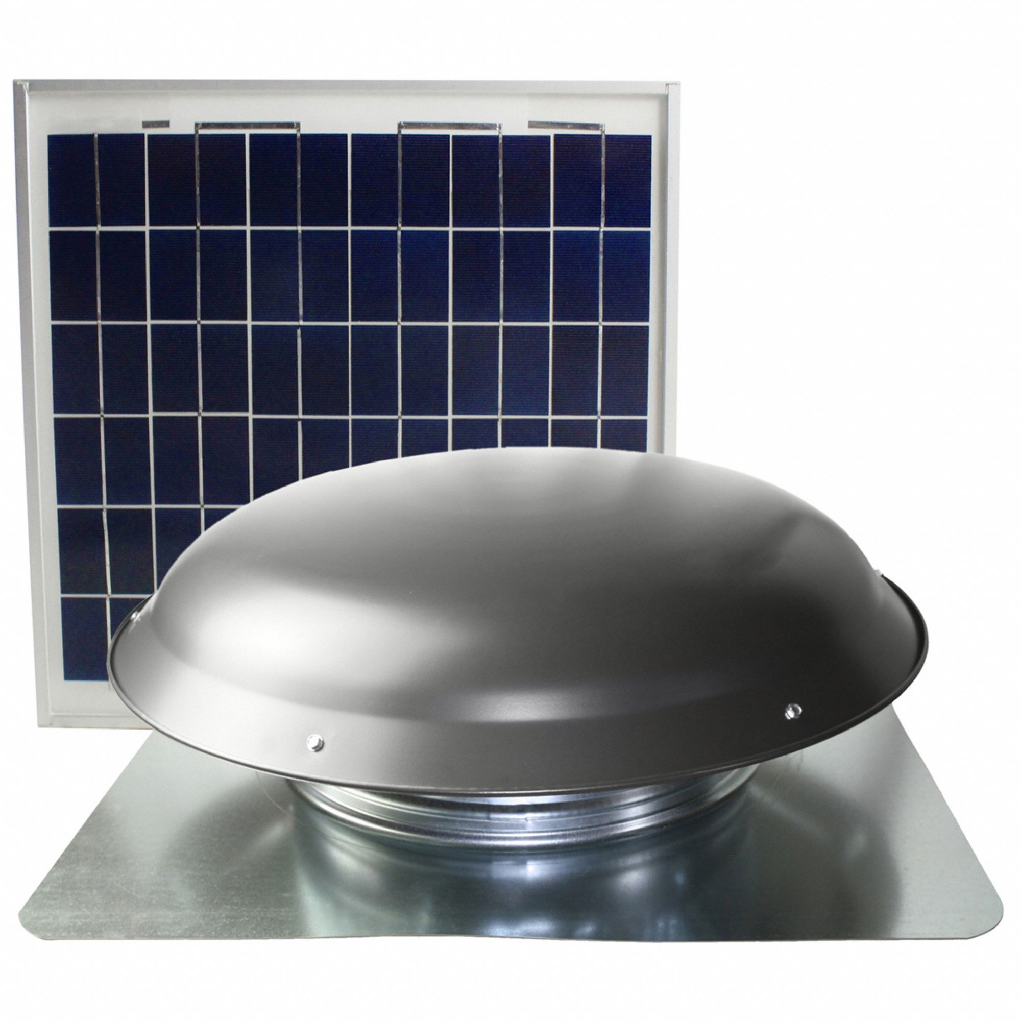 ATTIC EXHAUST FAN, ROOF MOUNT, SOLAR, MAX 1,600 SQ FT ATTIC, 1,000 CFM MAX, MANUAL