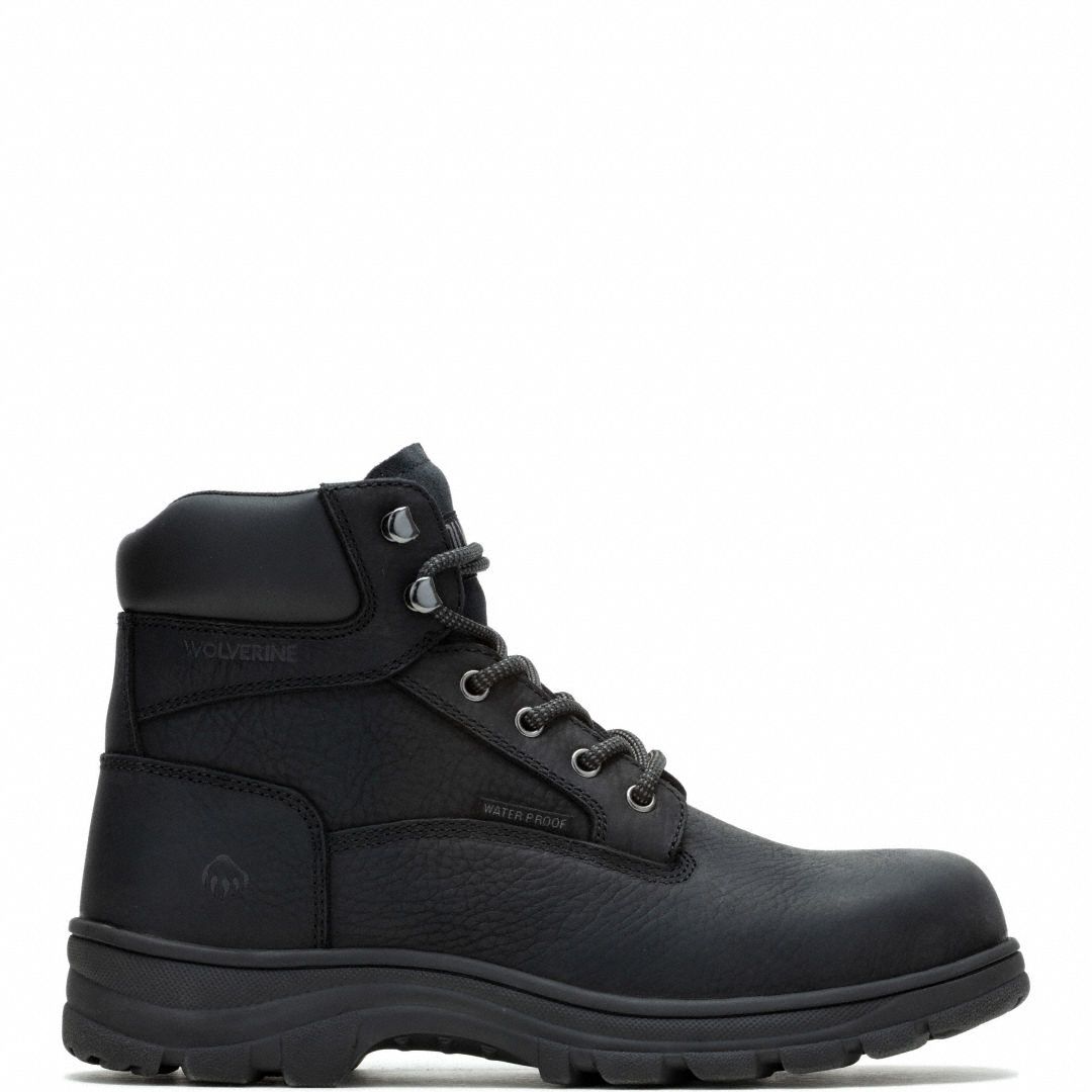 6-Inch Work Boot: Men's, Size 10 1/2, M, Black, Steel Toe Cap, Removable Insole