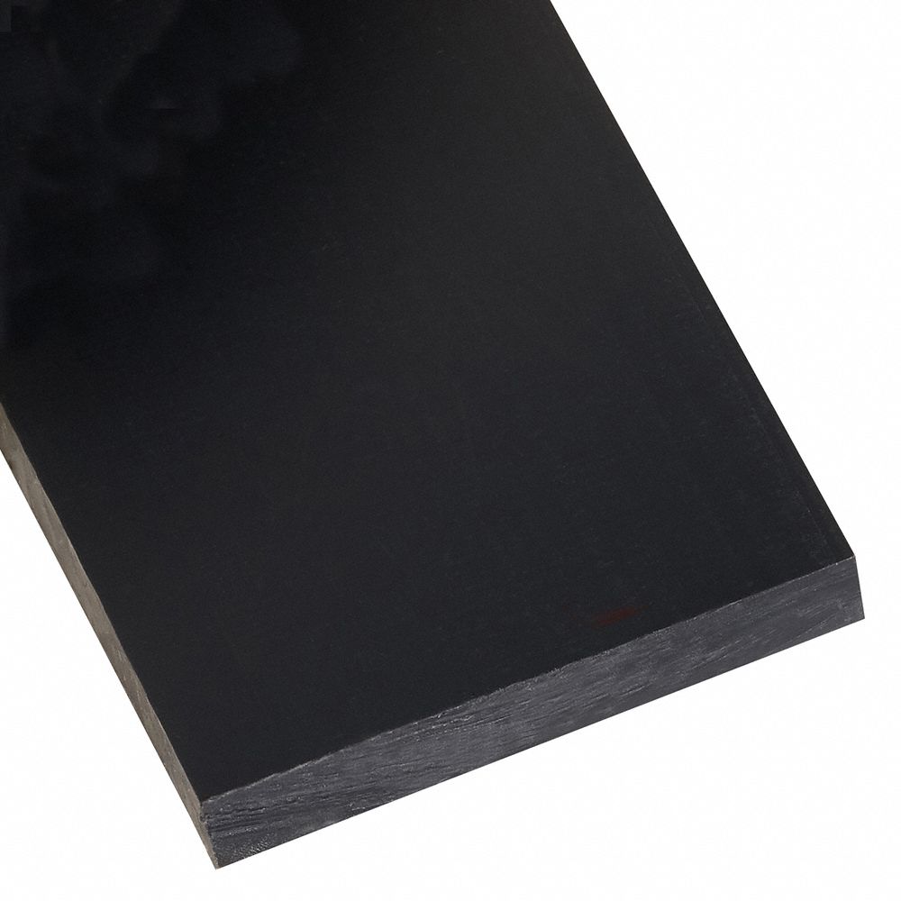 Nylon Sheet: 0.375 in Thick, 12 in x 12 in, Opaque, Black, 11, 000 psi Tensile Strength, 0.5 ft-lb/in