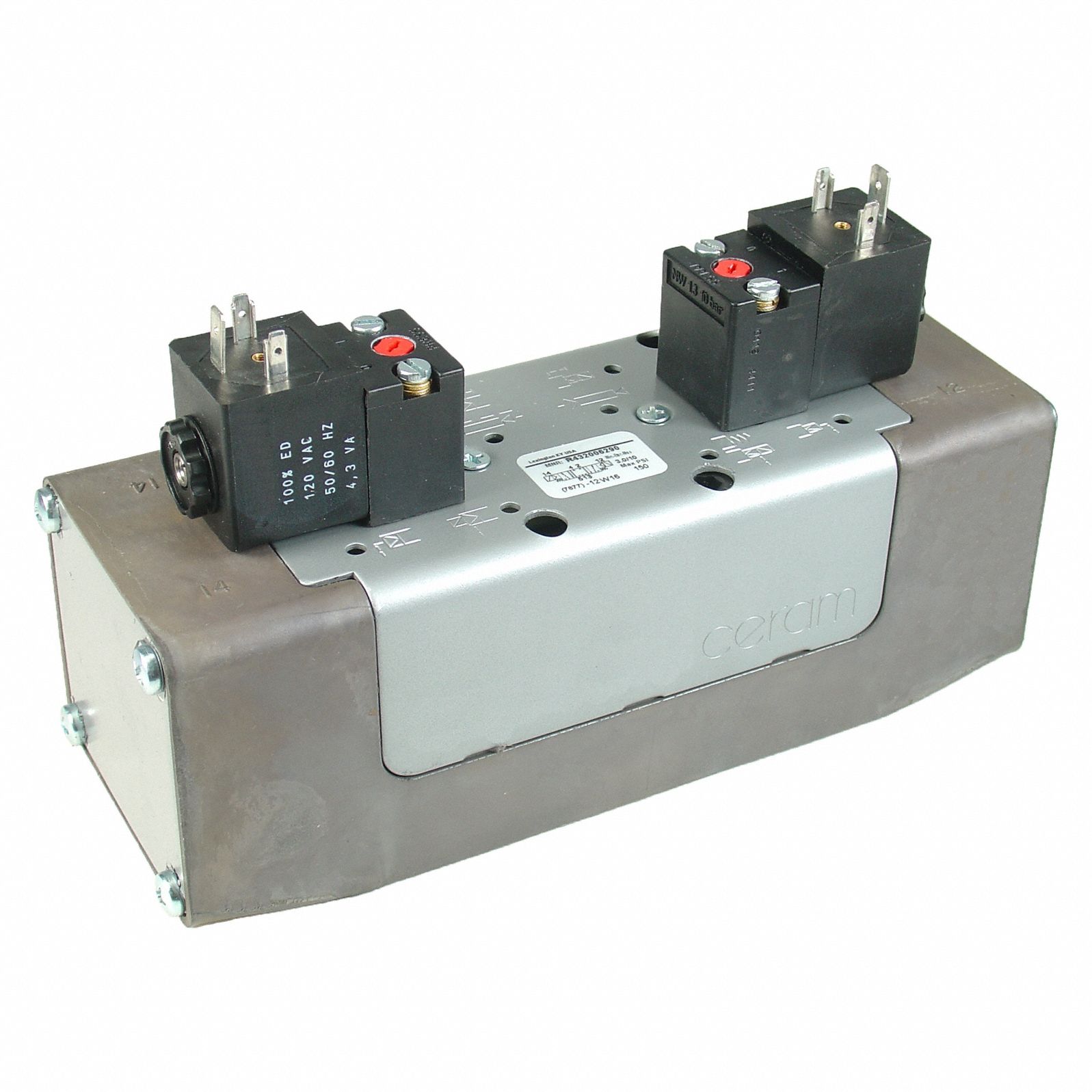 Solenoid Air Control Valve: Series CERAM, Double Solenoid, Five-Way / Two-Position, Detent