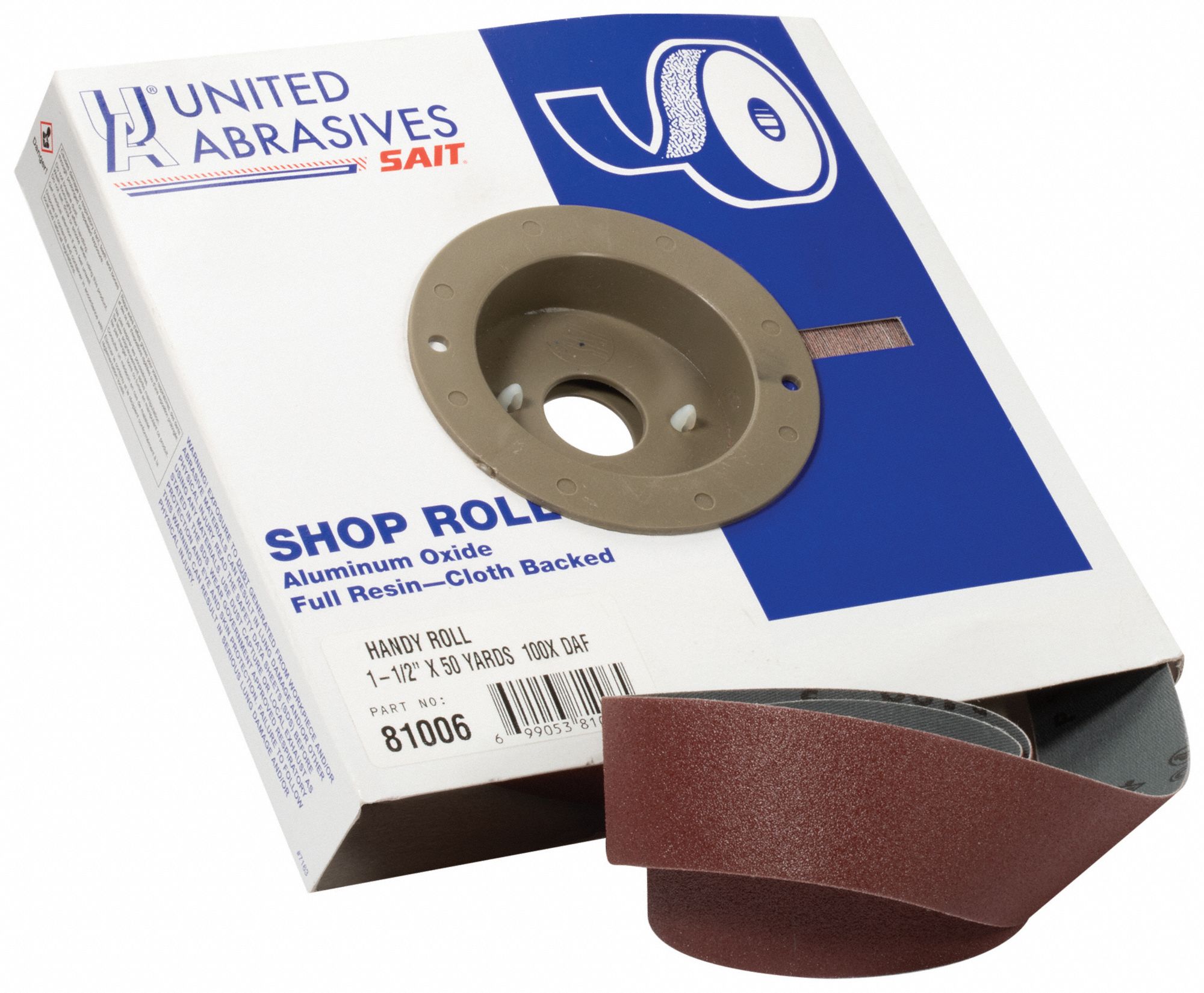 UNITED ABRASIVESSAIT Abrasive Roll, 2" Wx150 ft. L, 220G, J 303X68