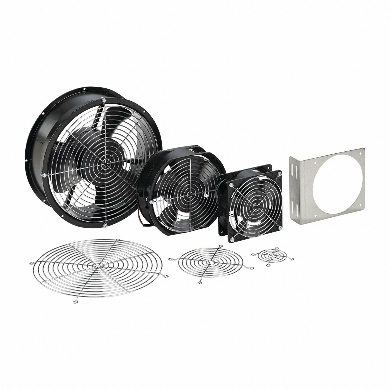 Standard Square Axial Fan: 4 5/8 in Ht, 1 1/2 in Dp, 100 cfm, Cast Aluminum, 115V AC