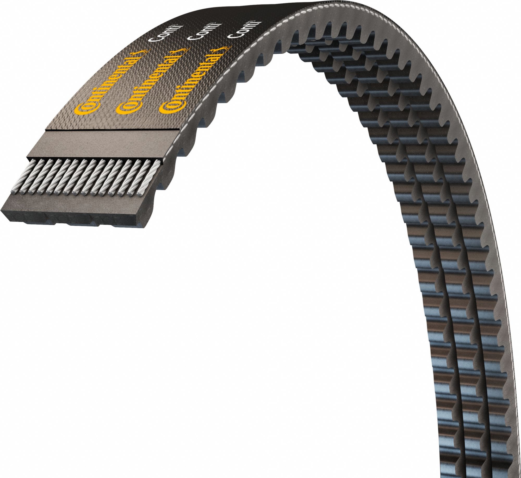 Banded Cogged V-Belt: 3/3VX500, 3 Ribs, 50 in Outside Lg, 3/8 in Top Wd, 5/16 in Thick