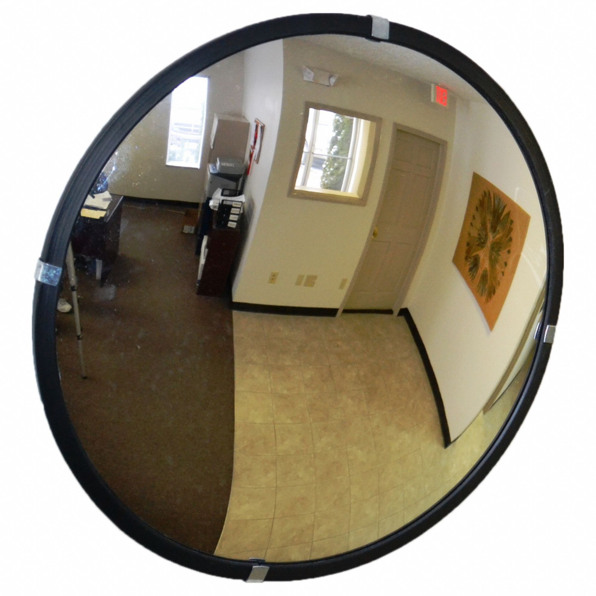 Convex Security Mirror: Round, Acrylic, 36 in Dia, Hardboard, Indoor