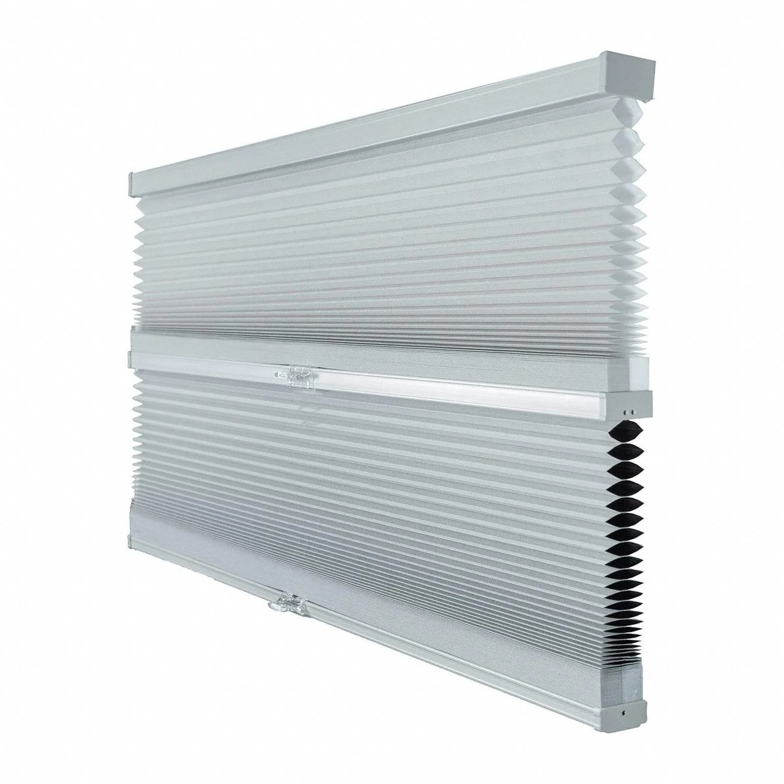 Day/Night Cordless Cellular Shade: Light Filtering, 48 in Ht, 48 in Wd, Gray, PVC