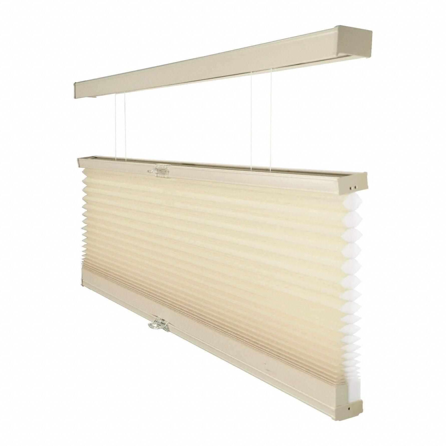 Top-Down Bottom-Up Cordless Cellular Shade: Blackout, 72 in Ht, 72 in Wd, Tan, PVC