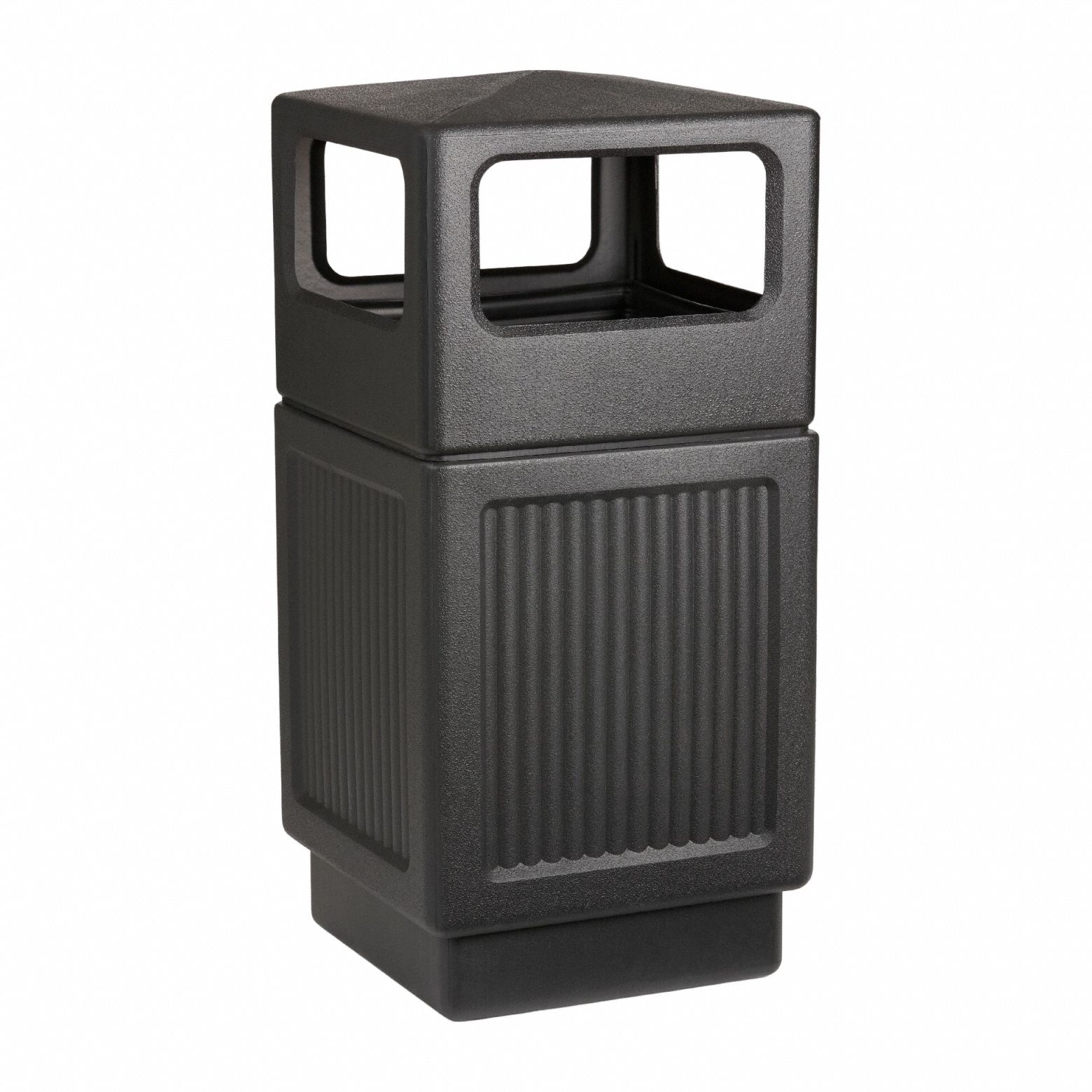 Trash Can, 38 gal., Black, Plastic