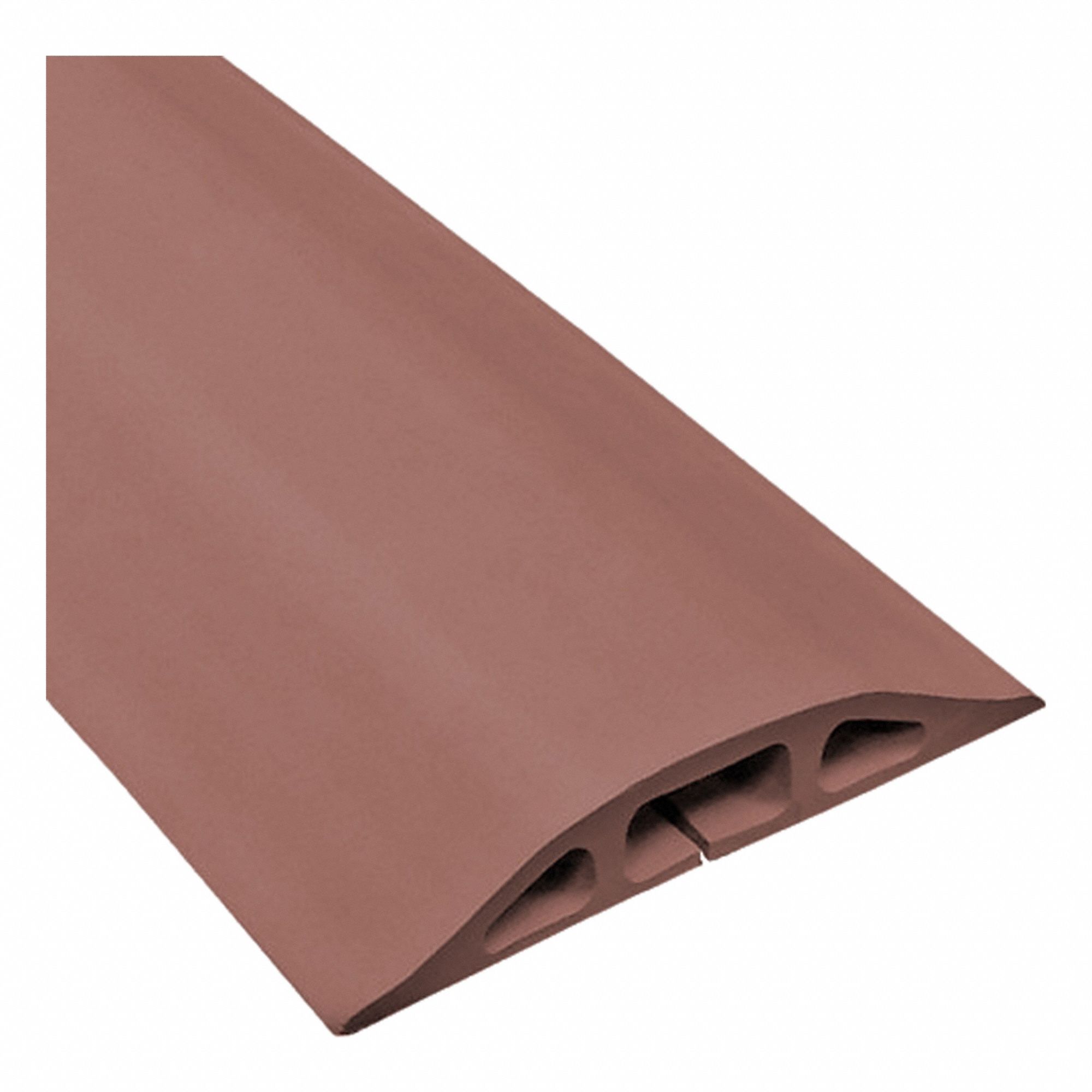 Cable protector: 1 Channels, 3 1/4 in Overall Wd, 3/4 in Overall Ht, 10 ft Lg, Rubber, Brown