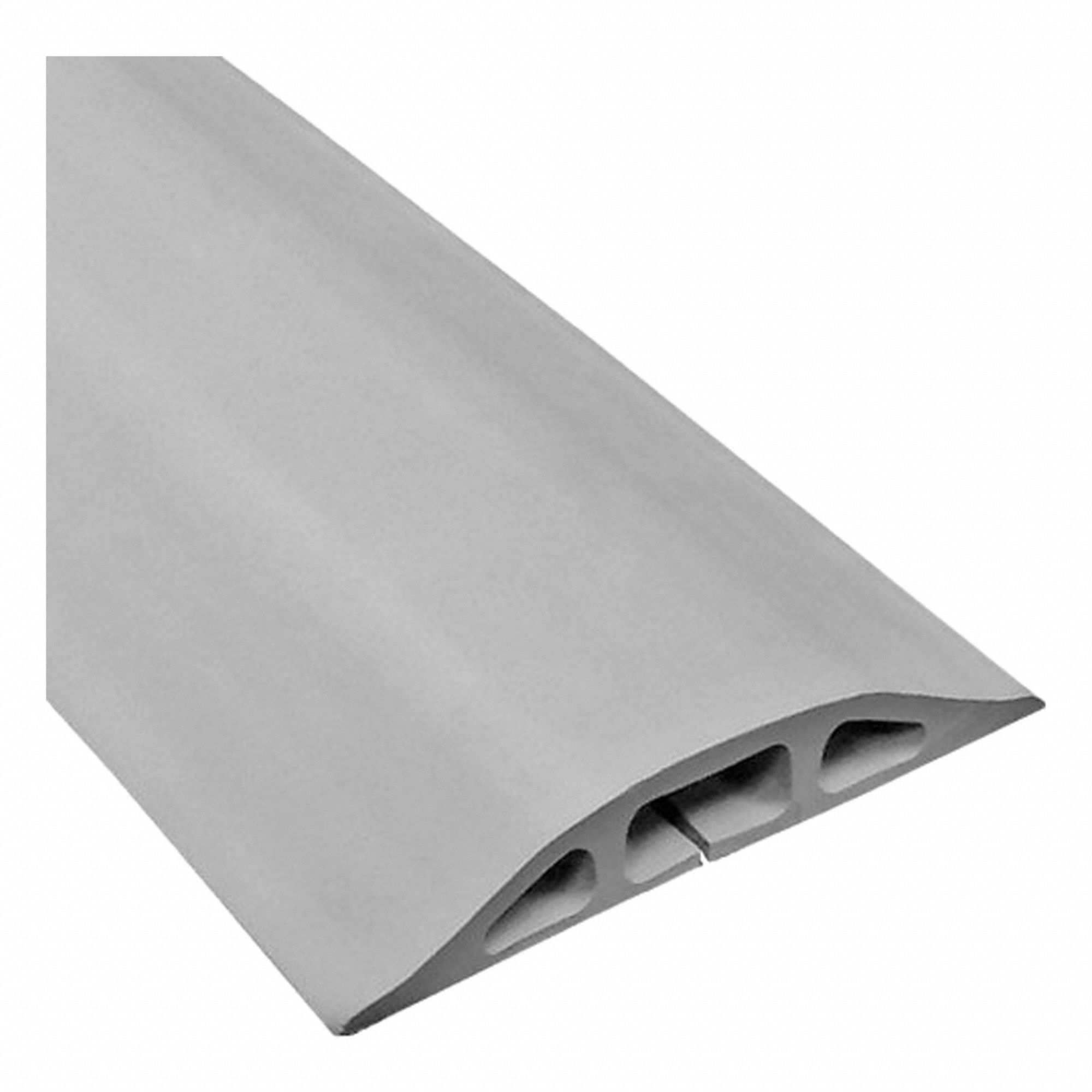 Cable protector: 1 Channels, 3 1/4 in Overall Wd, 3/4 in Overall Ht, 10 ft Lg, Rubber, Gray