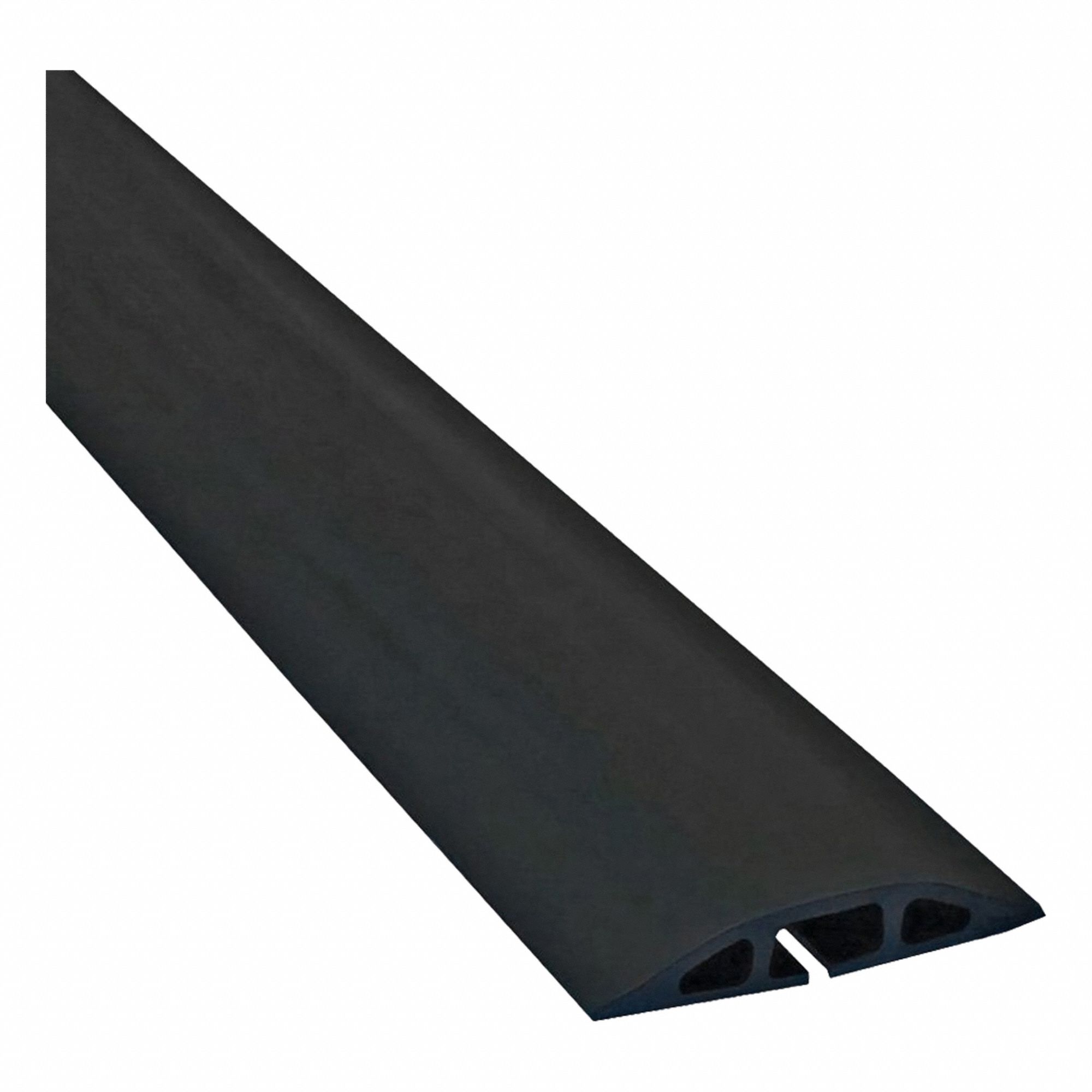 Cable protector: 1 Channels, 3 1/4 in Overall Wd, 9/16 in Overall Ht, 10 ft Lg, Rubber, Black