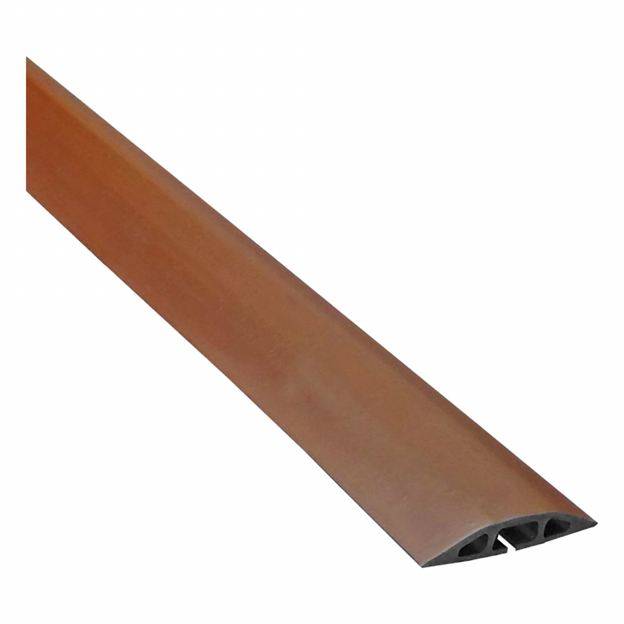 Cable protector: 1 Channels, 3 1/4 in Overall Wd, 9/16 in Overall Ht, 10 ft Lg, Rubber, Brown