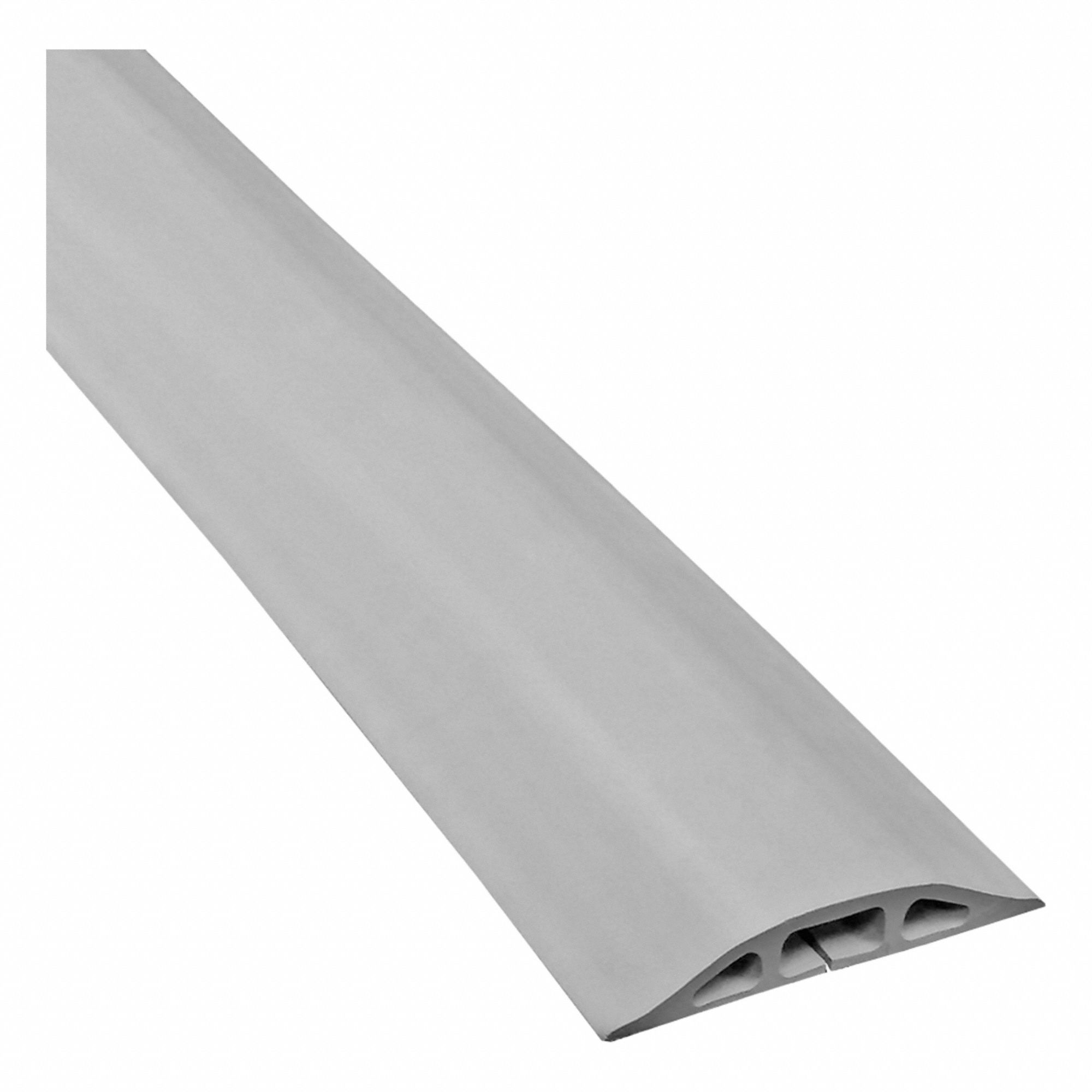 Cable protector: 1 Channels, 3 1/4 in Overall Wd, 9/16 in Overall Ht, 10 ft Lg, Rubber, Gray