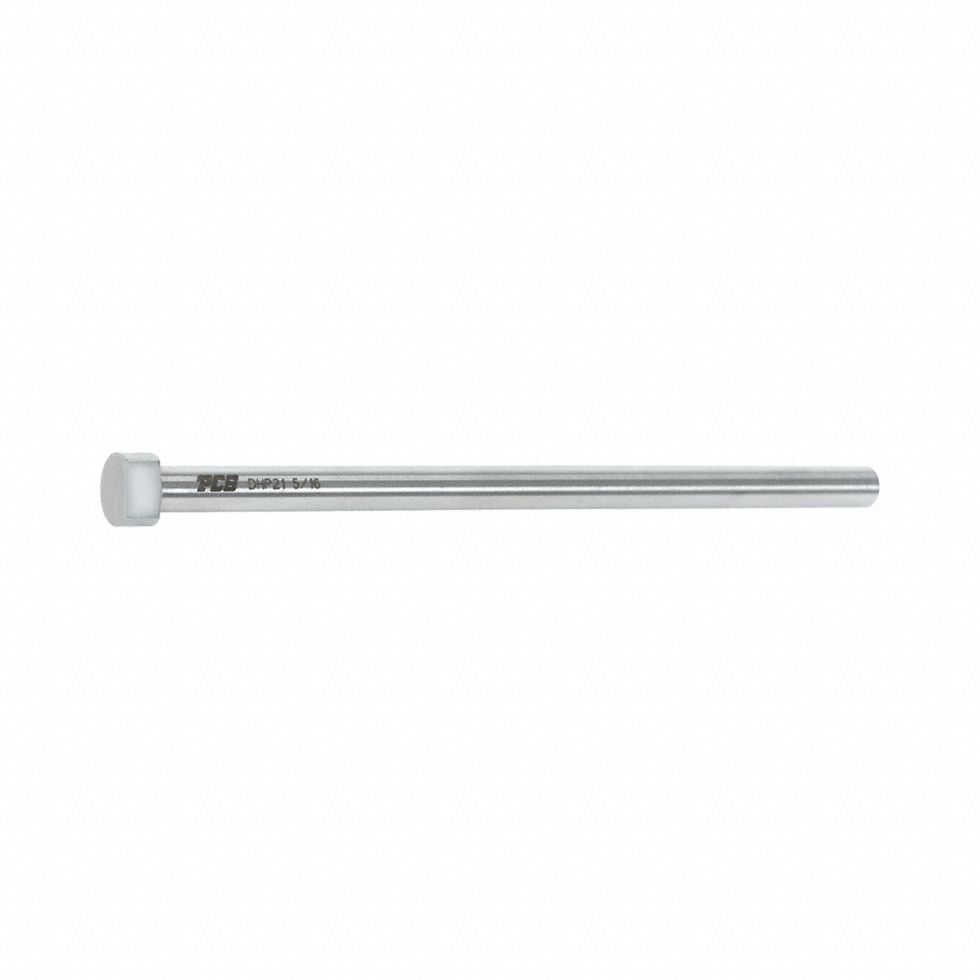 Ejector Pin: Straight Pin, D-Head, Nitrided, Tool Steel, 1/2 in Nom. Dia., 10 in Overall Lg