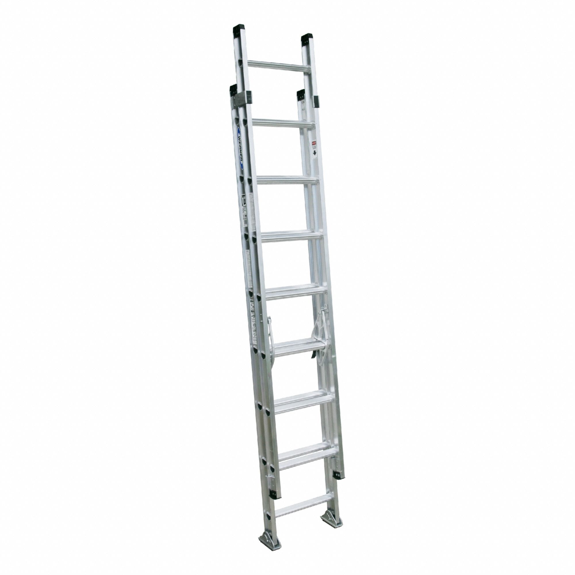 Extension Ladder: 16 ft Ladder Size, Aluminum, 300 lb Load Capacity, 31 lb Wt, 2 Sections