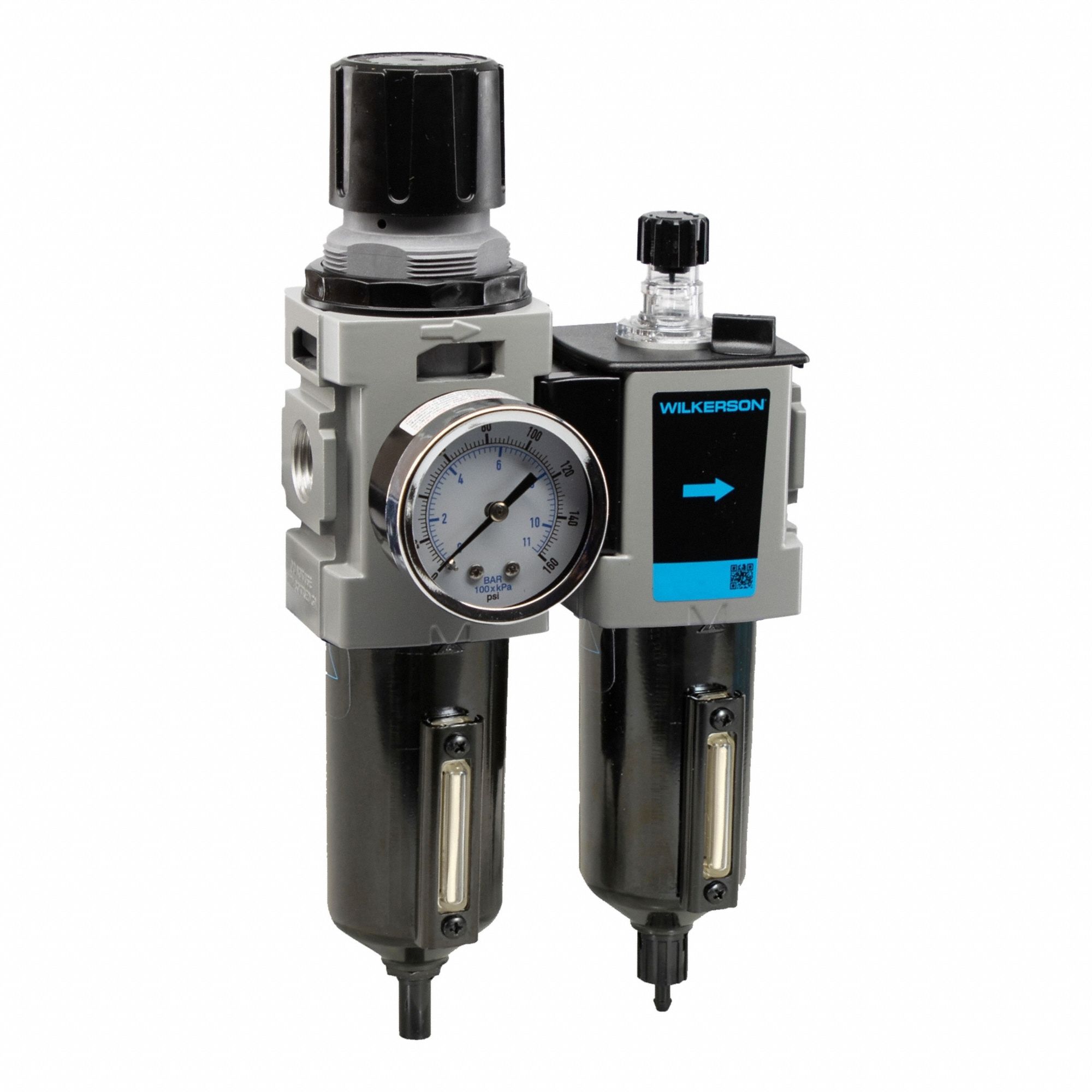 Filter/Regulator/Lubricator: 1/2 in NPT, 90 scfm, 250 psig Max Op Pressure, 5 micron