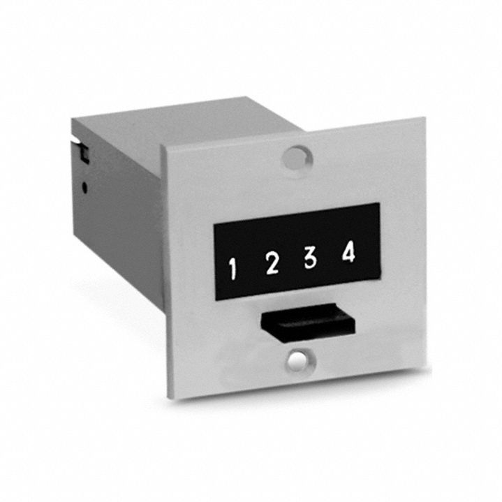 Electromechanical Counter: Rear Panel Mounting, 1 in x 2 1/2 in, 90 V AC – 115 V AC, Analog