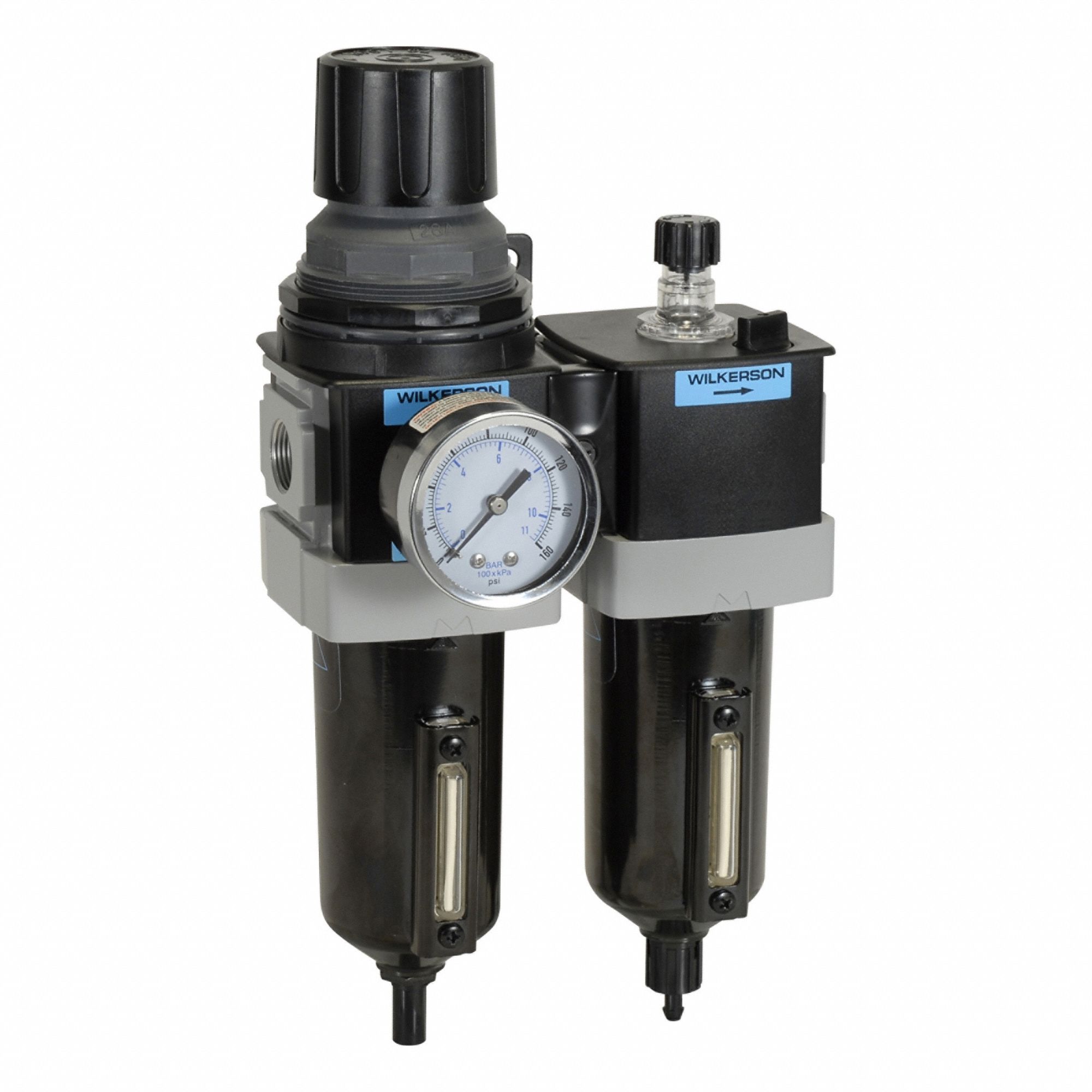 Filter/Regulator/Lubricator: 1/2 in NPT, 110 scfm, 250 psig Max Op Pressure, 5 micron