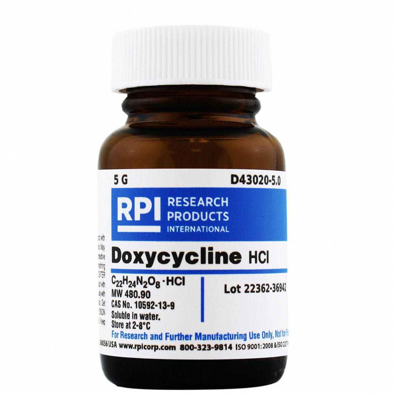 Antibiotics: 10592-13-9, 95% Purity, 5 g Volume, Crystalline Powder, Lab, C22H24N2O8 • HCl