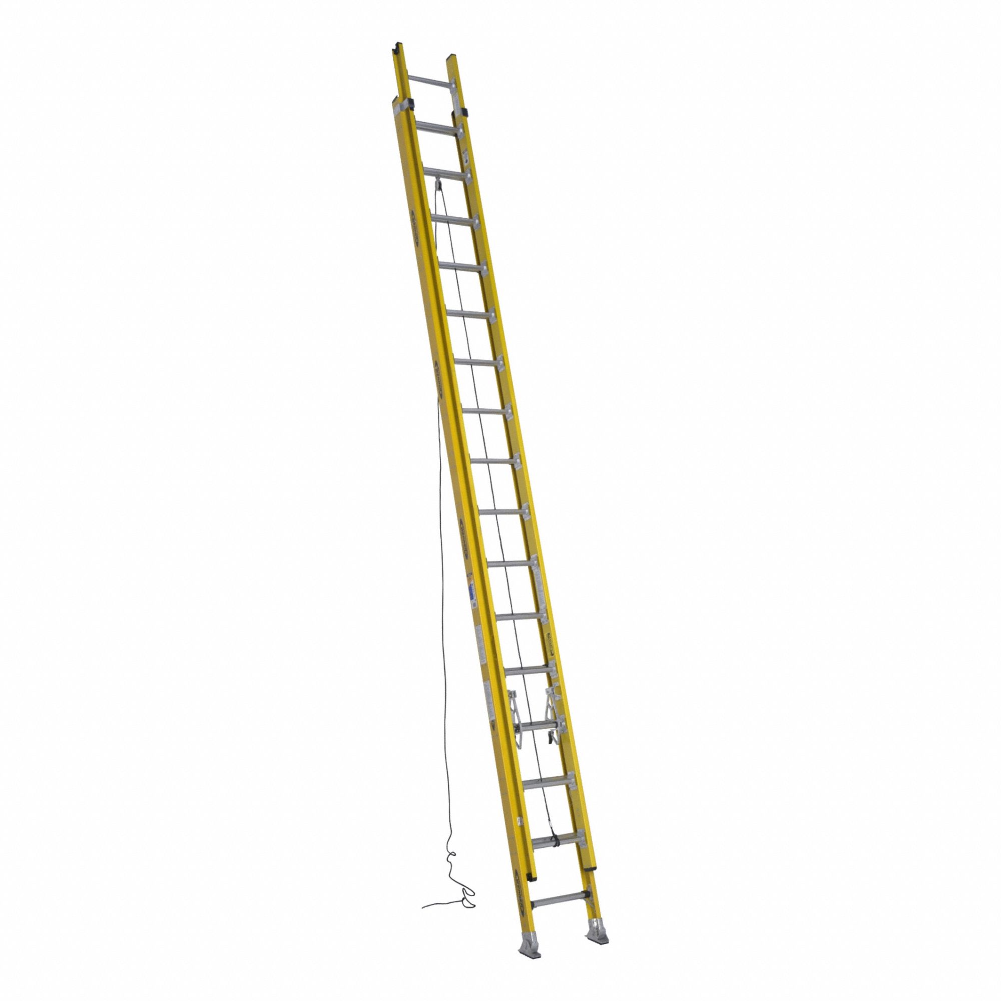 Extension Ladder: 36 ft Ladder Size, Fiberglass, 300 lb Load Capacity, 113 lb Wt, 2 Sections