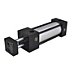 Double Acting Aluminum  ISO Double Rod Air Cylinder, Side Tapped/Sleeve Nut Mount
