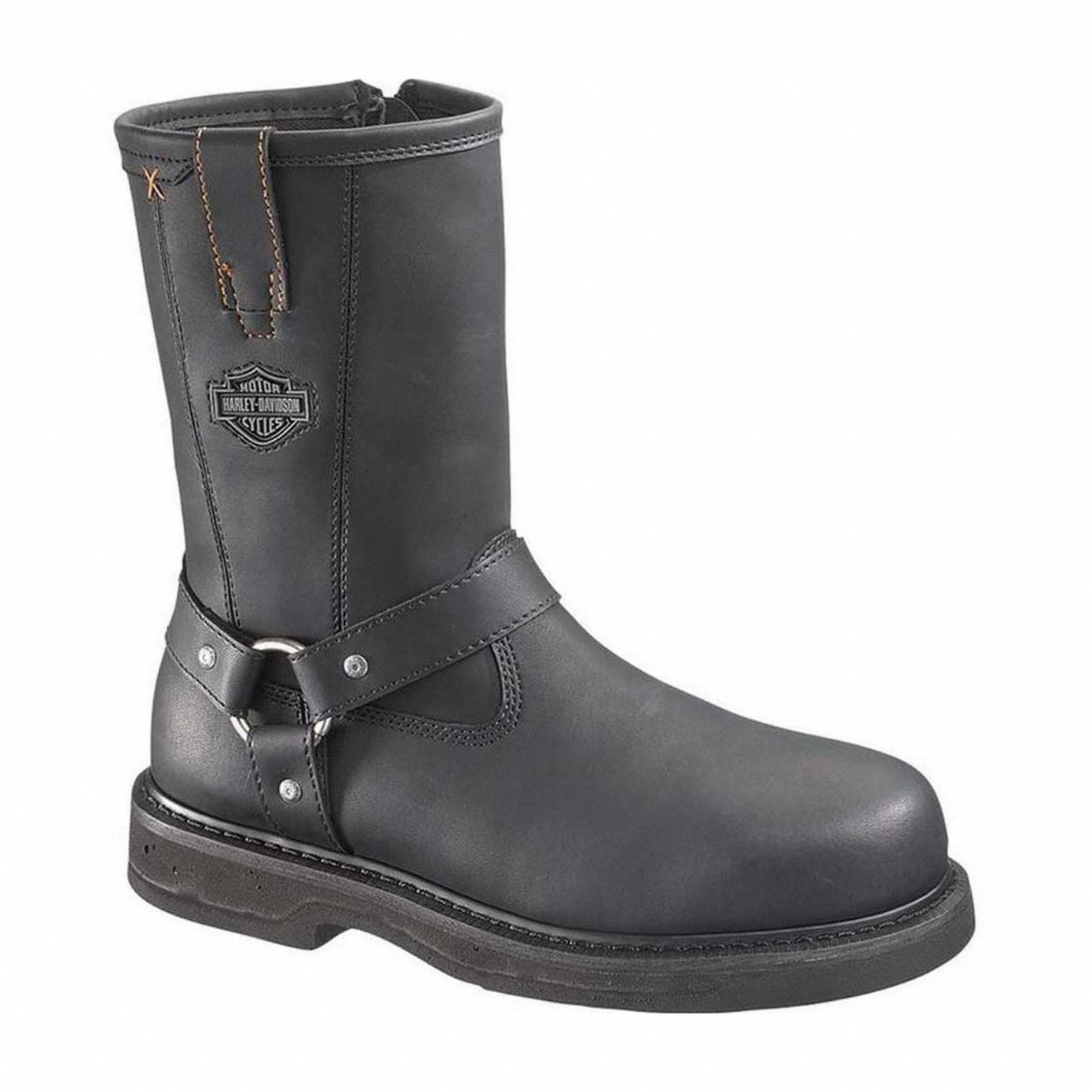 Wellington Boot: Men's, Size 10 1/2, M, Black, Steel Toe Cap, Removable Insole